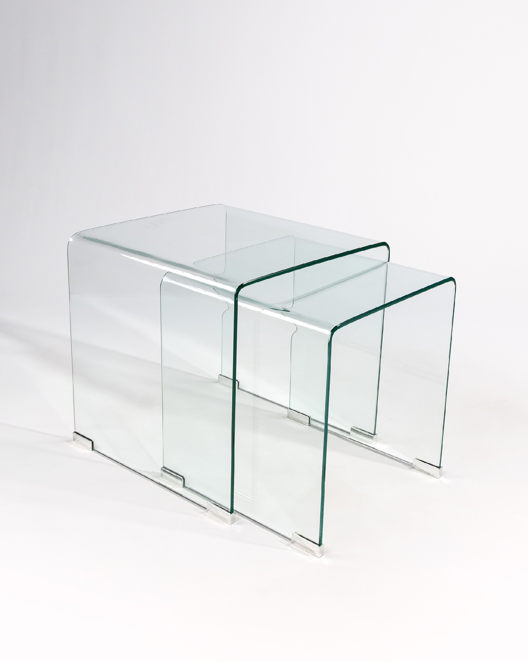 Juego de 2 mesas auxiliares Sofis de cristal templado transparente (8 mm) 49 x 49 cm/ 36 x 36 cm