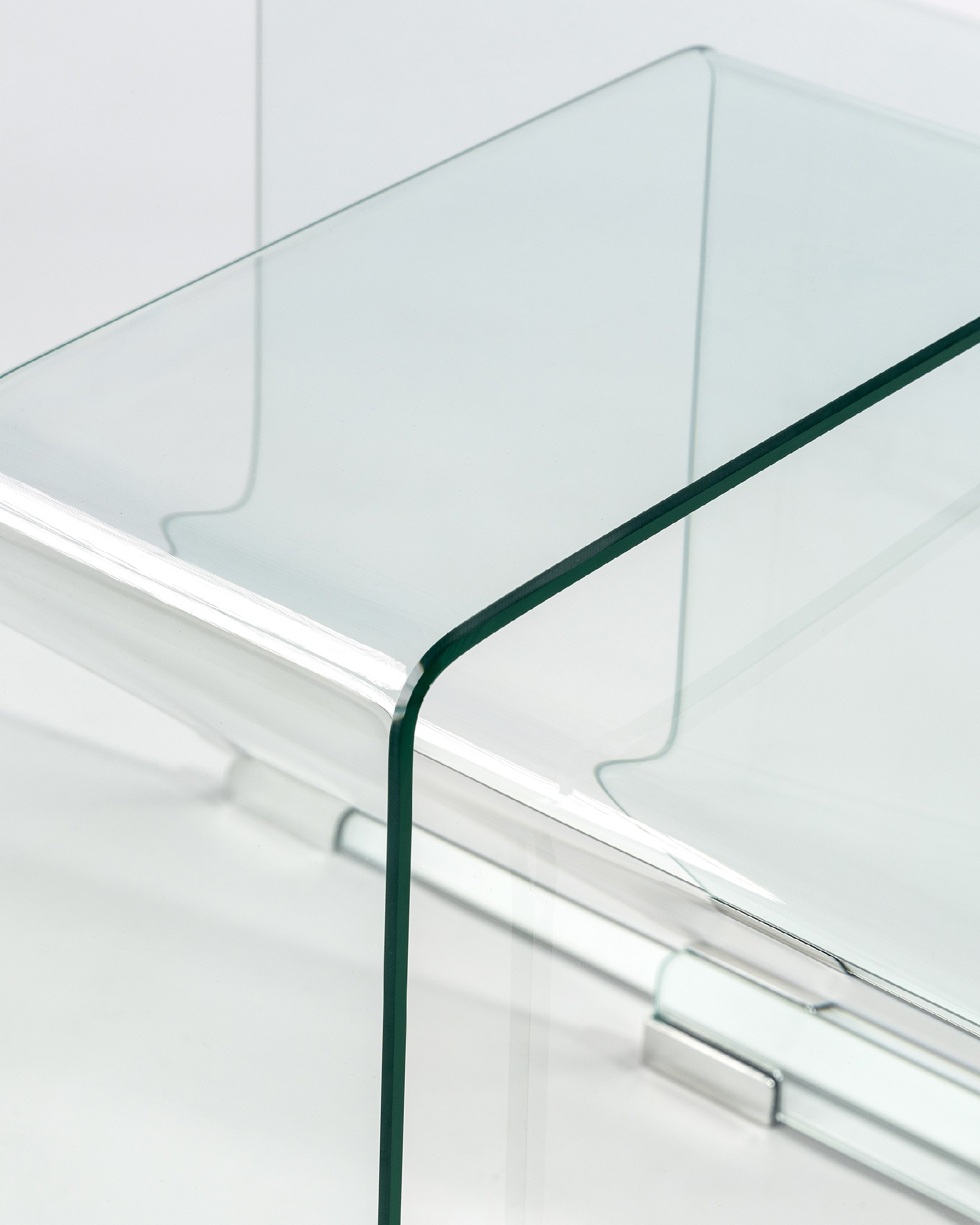 Juego de 2 mesas auxiliares Sofis de cristal templado transparente (8 mm) 49 x 49 cm/ 36 x 36 cm