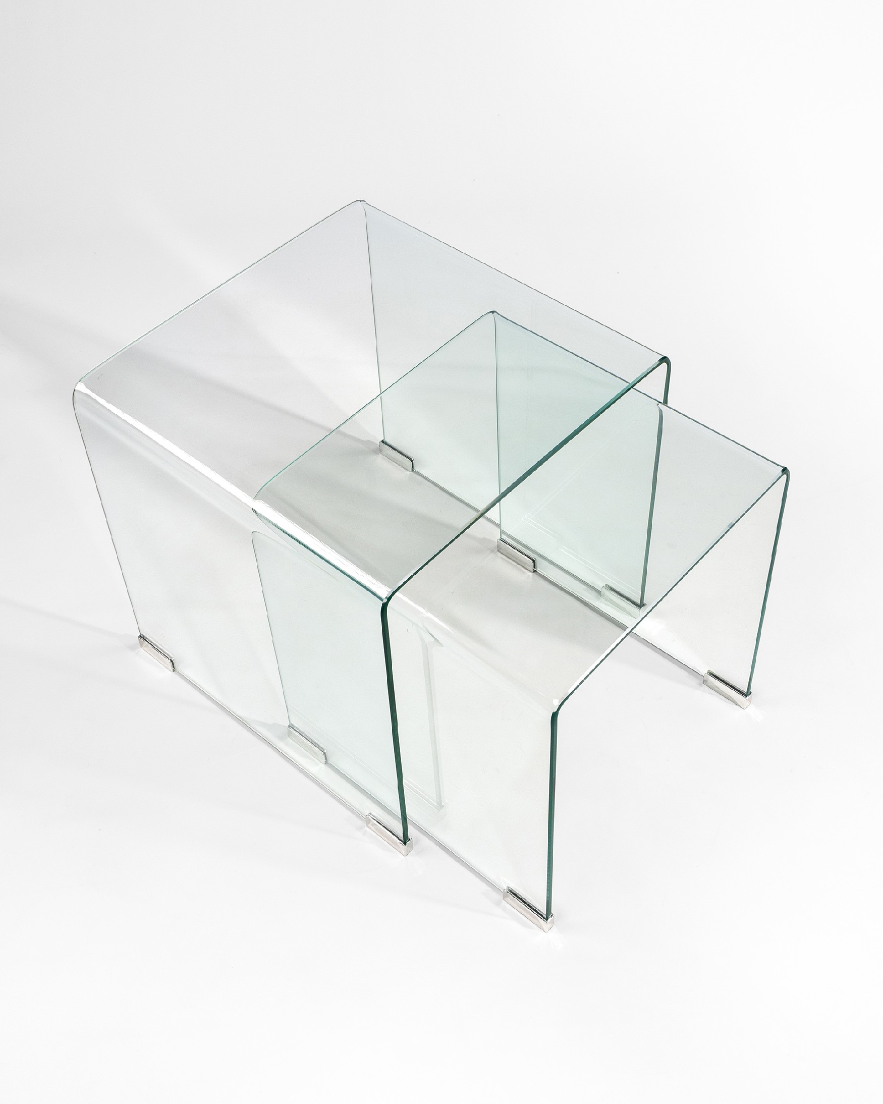 Juego de 2 mesas auxiliares Sofis de cristal templado transparente (8 mm) 49 x 49 cm/ 36 x 36 cm