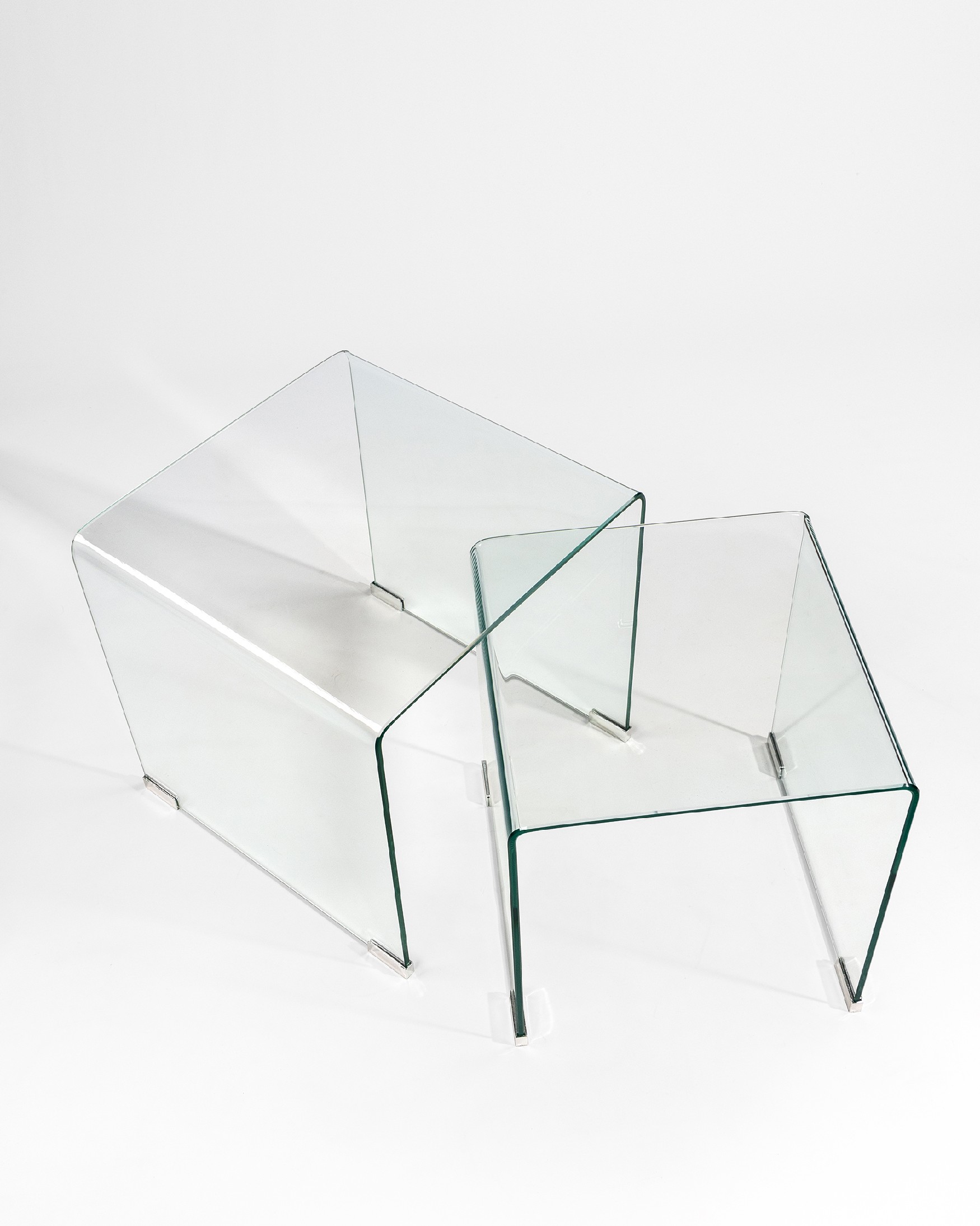 Juego de 2 mesas auxiliares Sofis de cristal templado transparente (8 mm) 49 x 49 cm/ 36 x 36 cm