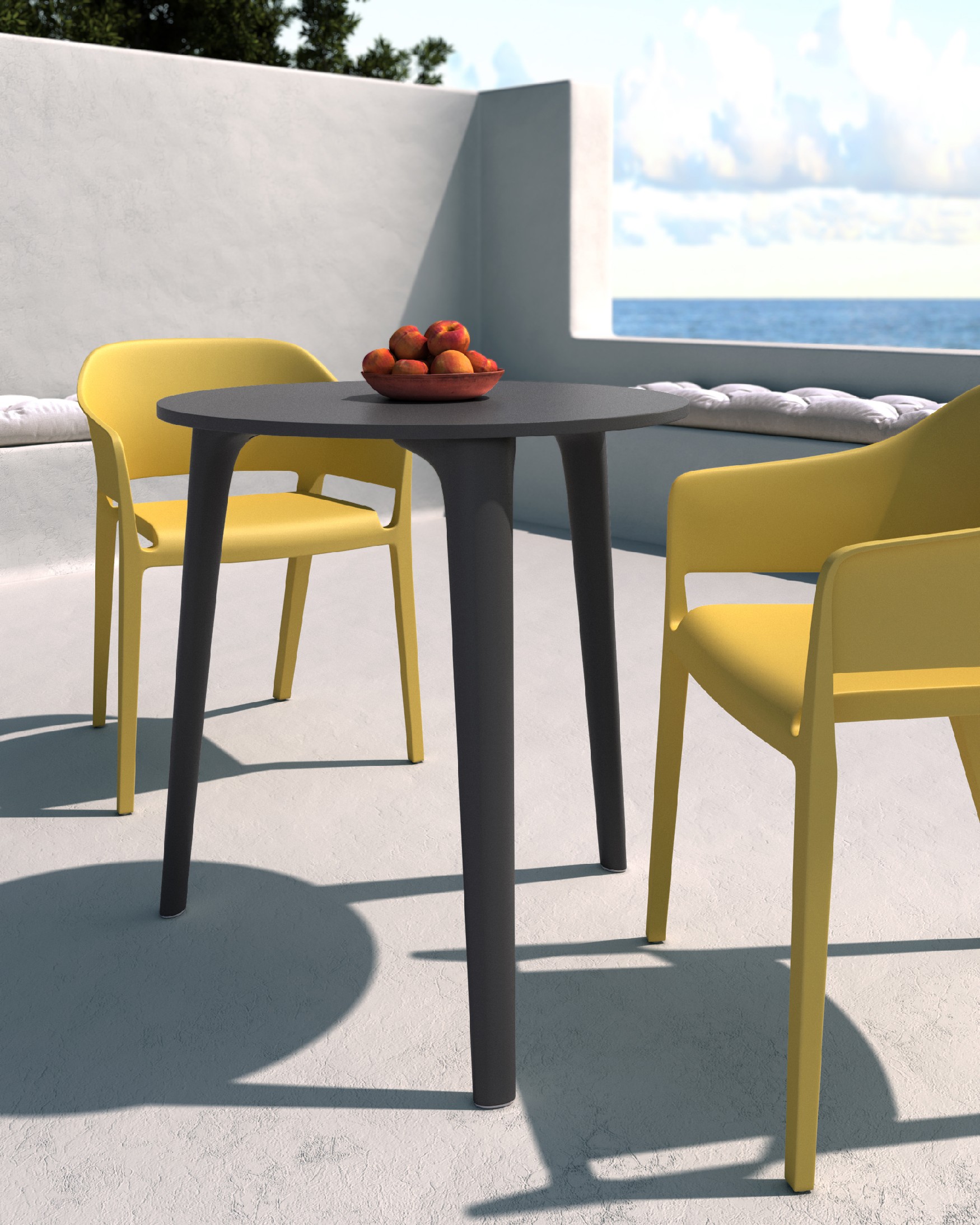 Sulu round outdoor table made of graphite polypropylene Ø 70 cm