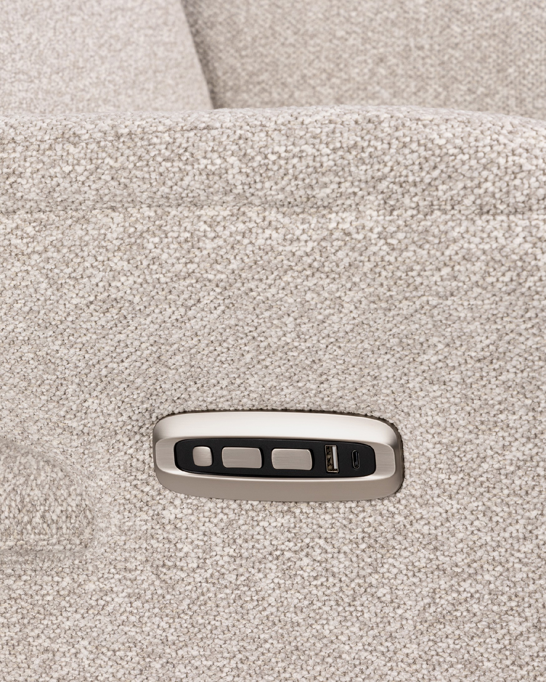 Talia electric reclining swivel armchair with sand upholstery and black metal base (2 motors)