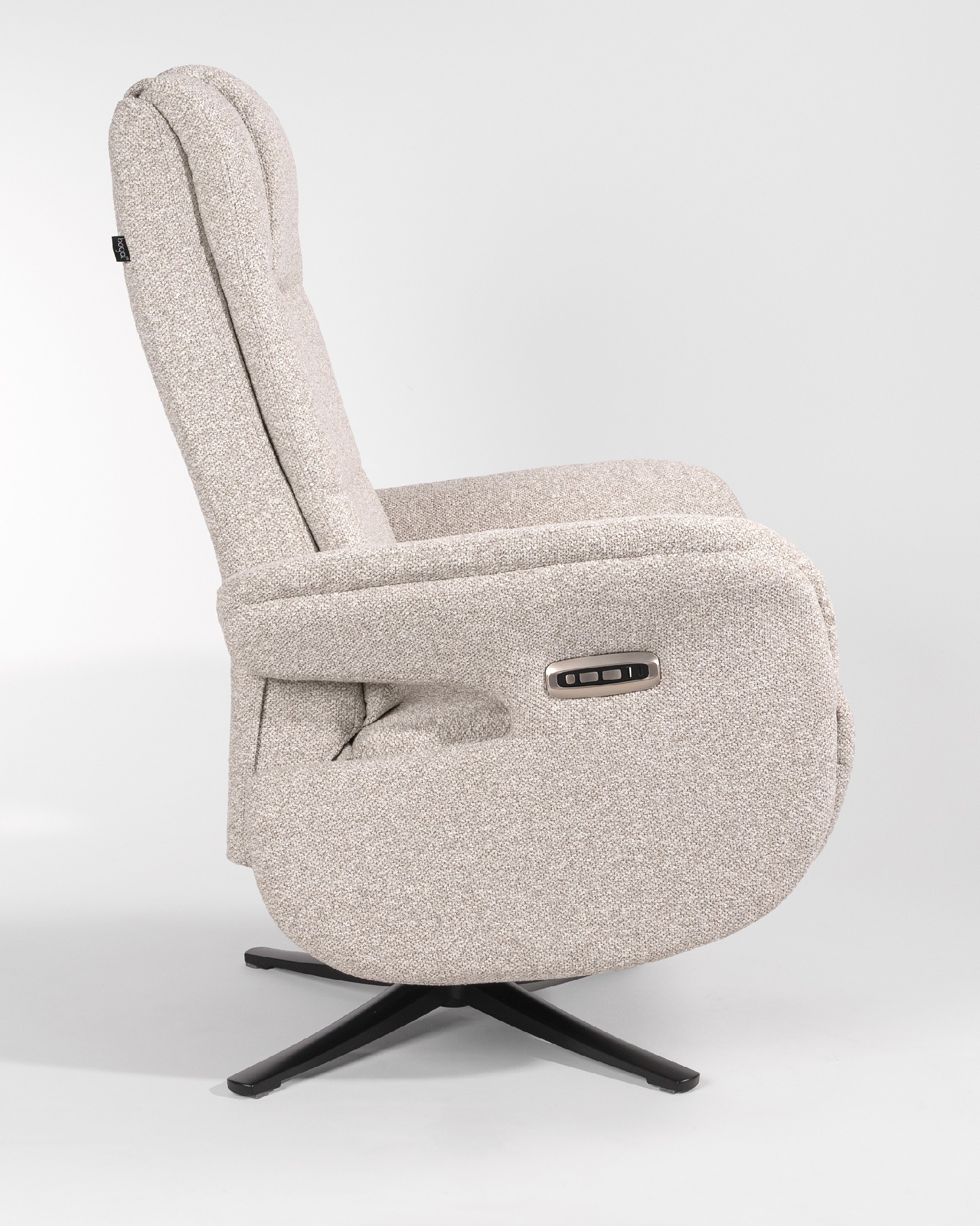 Talia electric reclining swivel armchair with sand upholstery and black metal base (2 motors)