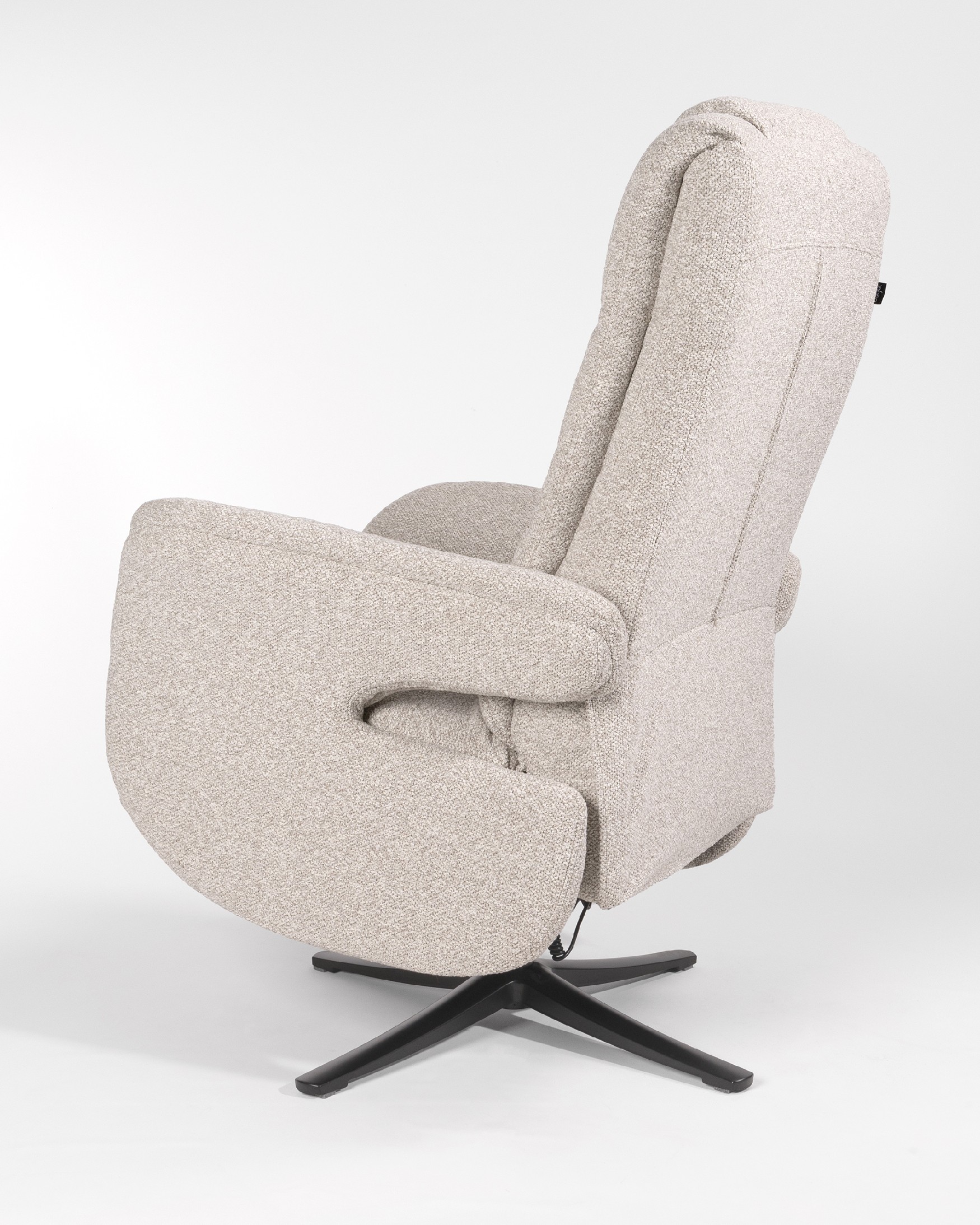 Talia electric reclining swivel armchair with sand upholstery and black metal base (2 motors)