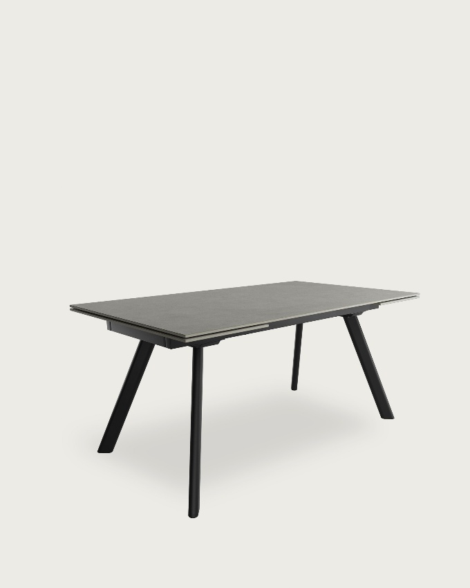 Tasman extensible table with porcelain finish Porland and black metal structure 160/240 x 90 cm
