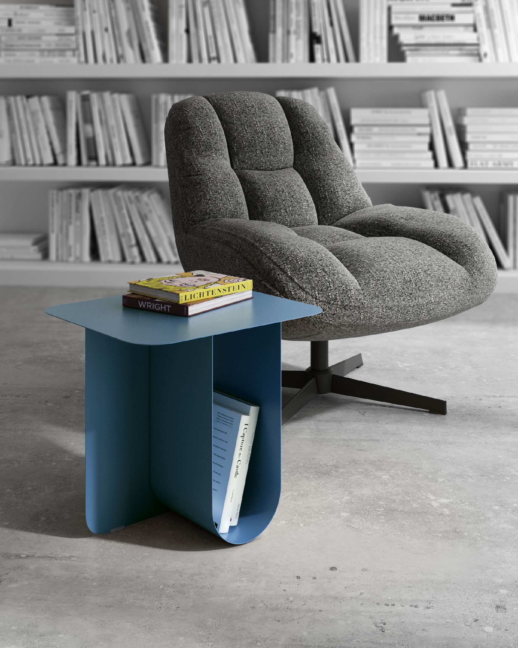 TEO auxiliary table in lacquered metal Blue 40 x 40 cm