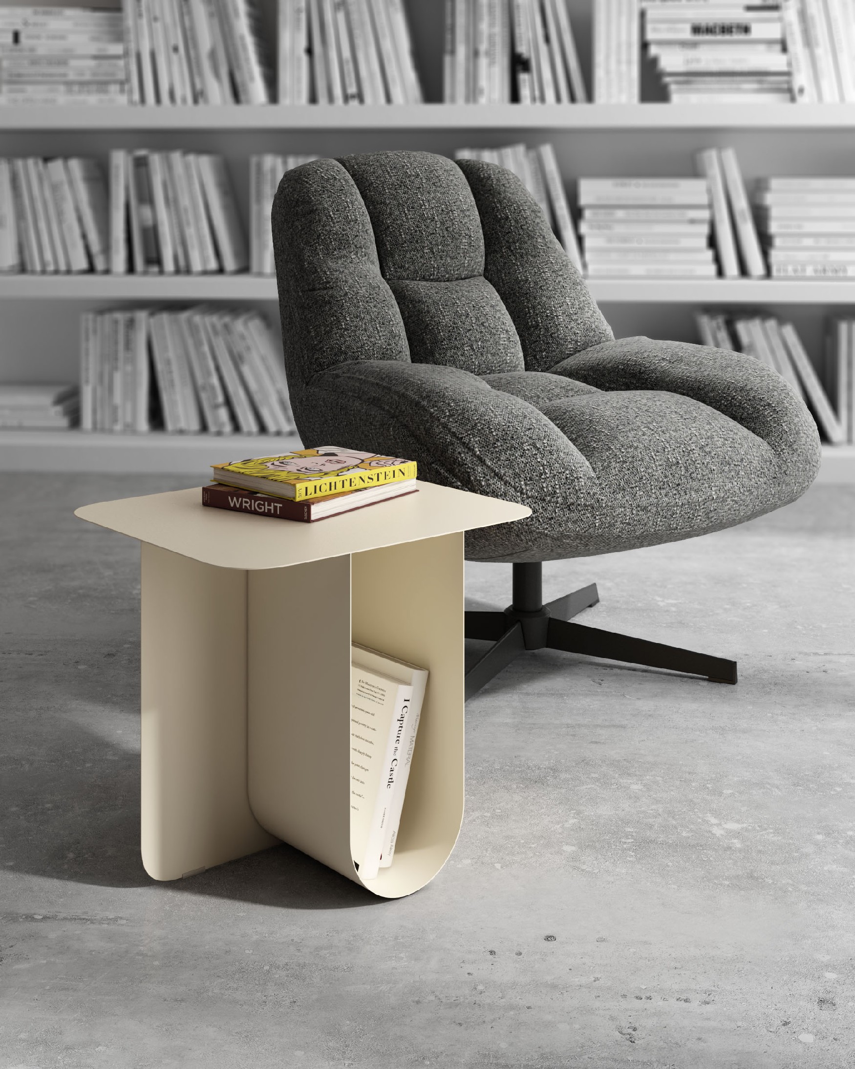 TEO auxiliary table in lacquered metal Beige 40 x 40 cm