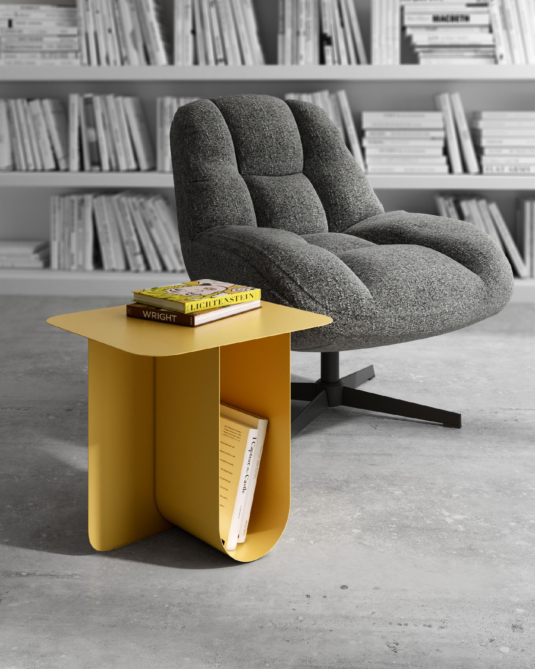 TEO auxiliary table in lacquered metal Mustard 40 x 40 cm