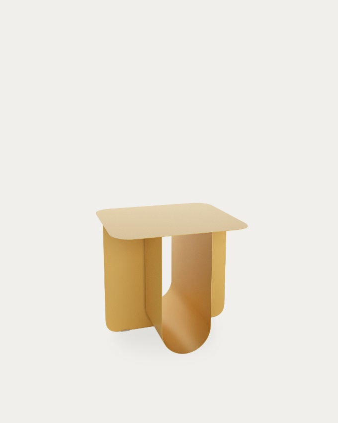 TEO auxiliary table in lacquered metal Mustard 40 x 40 cm