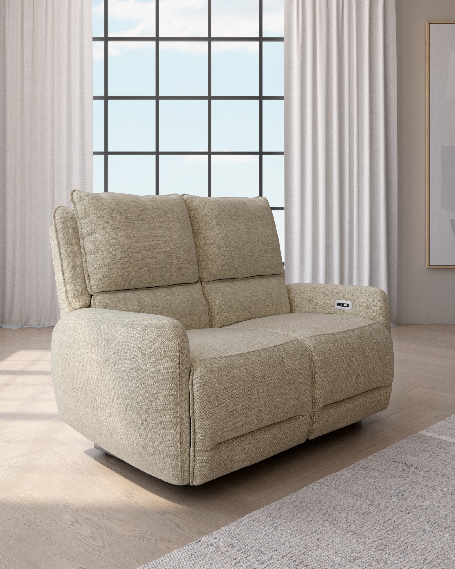 Electric sofa Teseo 2 seats upholstered beige