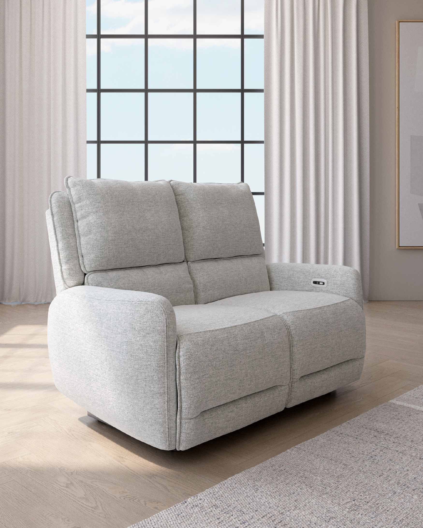 Sofá eléctrico Teseo 2 plazas tapizado gris
