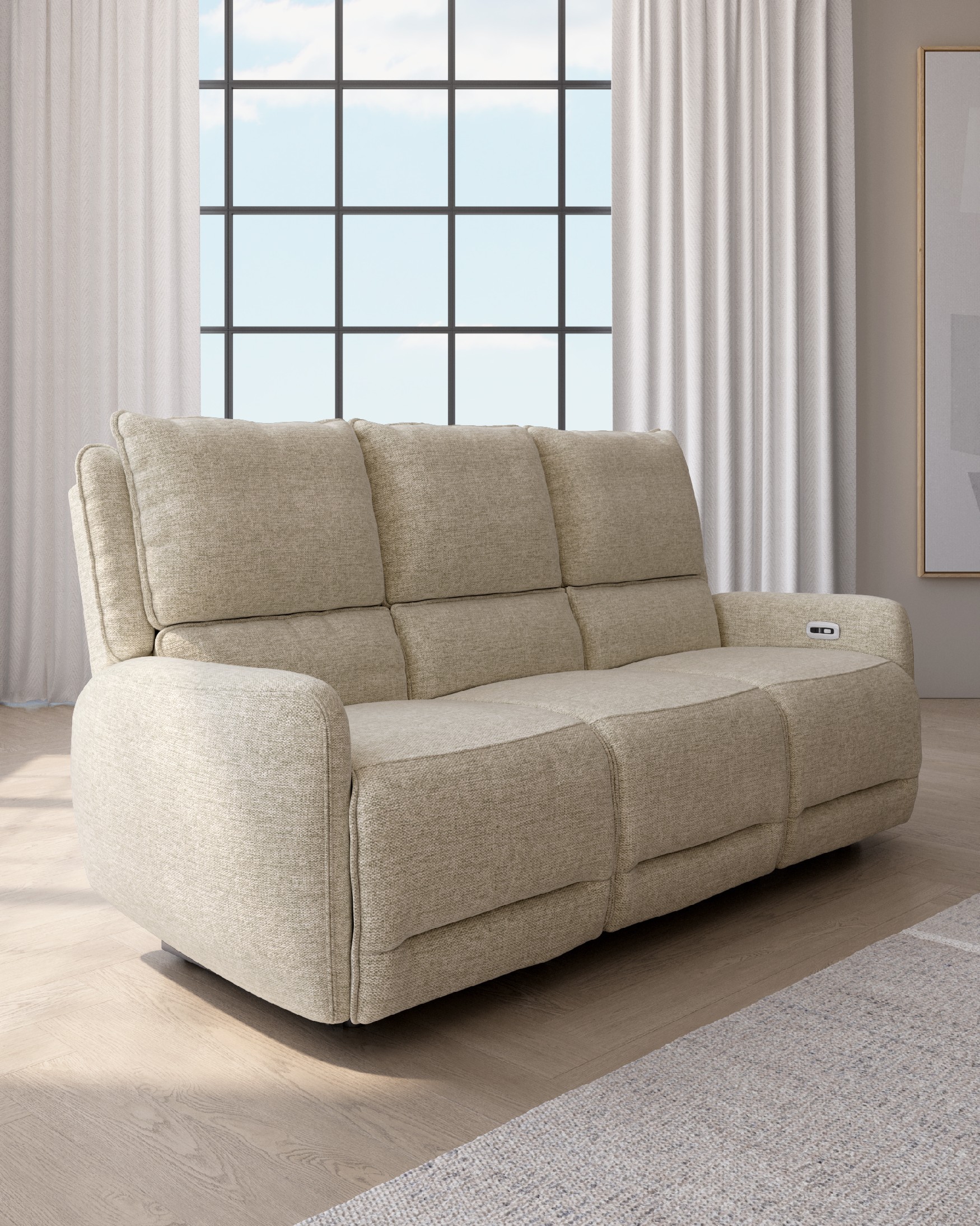 Electric sofa Teseo 3 seats upholstered beige