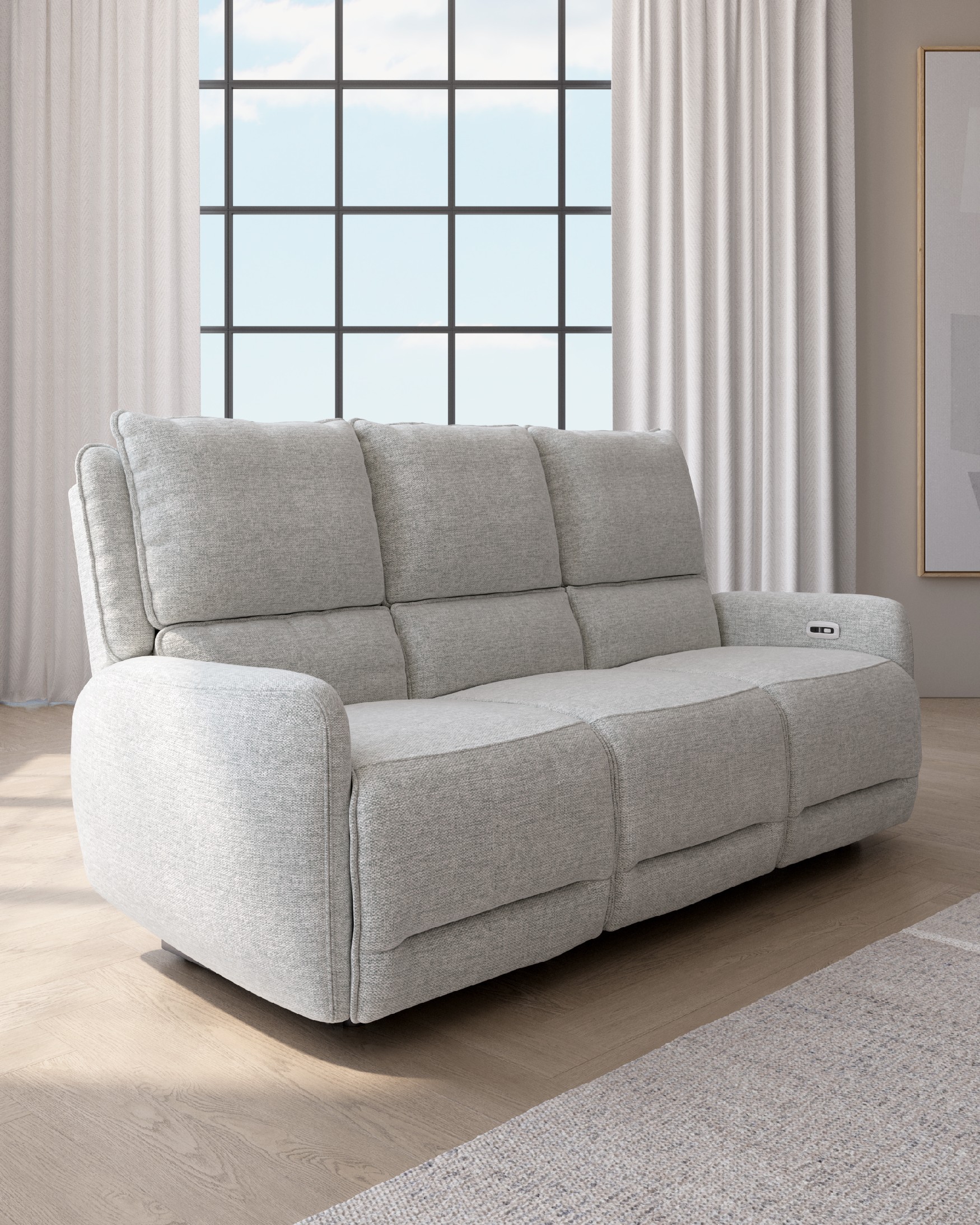 Electric sofa Teseo 3 seats upholstered gray