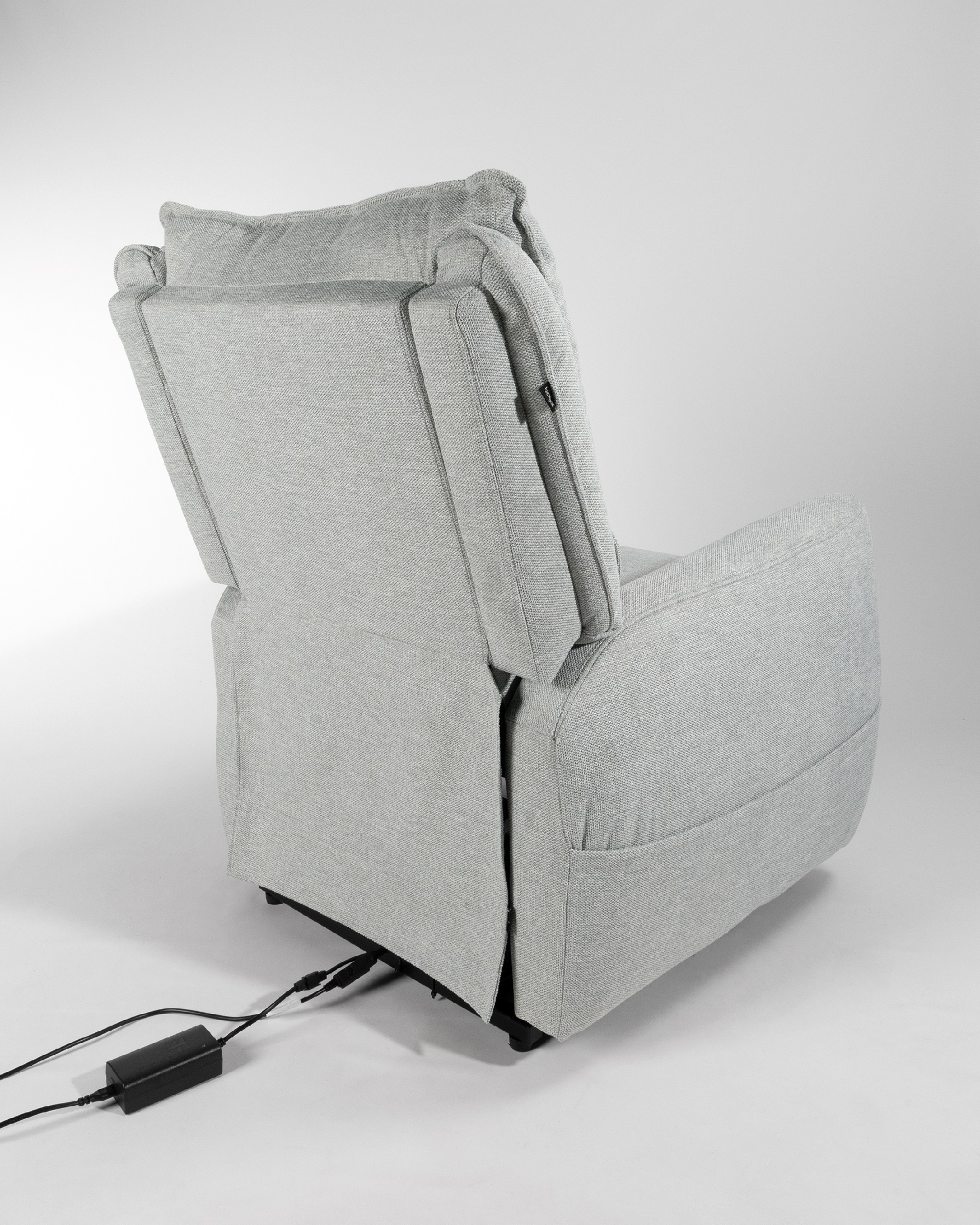 Fauteuil relax power lift de 2 moteurs Teseo avec tapisserie grise