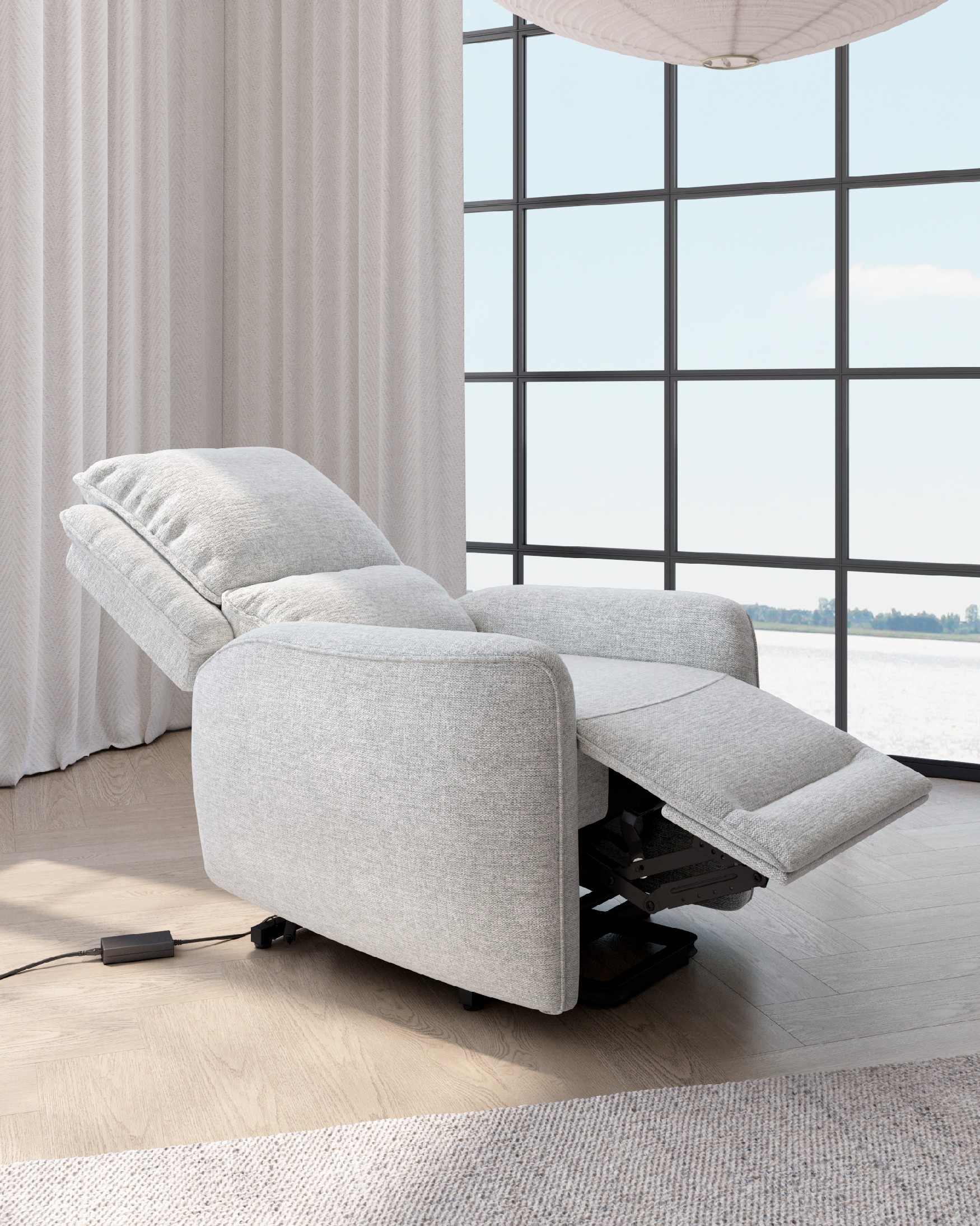 Fauteuil relax power lift à 1 moteur Teseo avec tapisserie grise