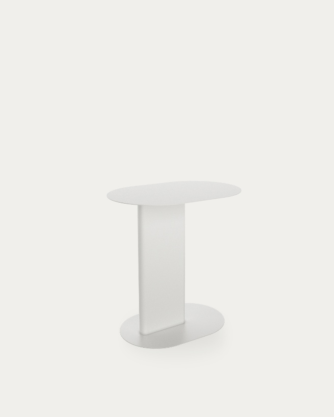 Thesis oval auxiliary table with white lacquered metal