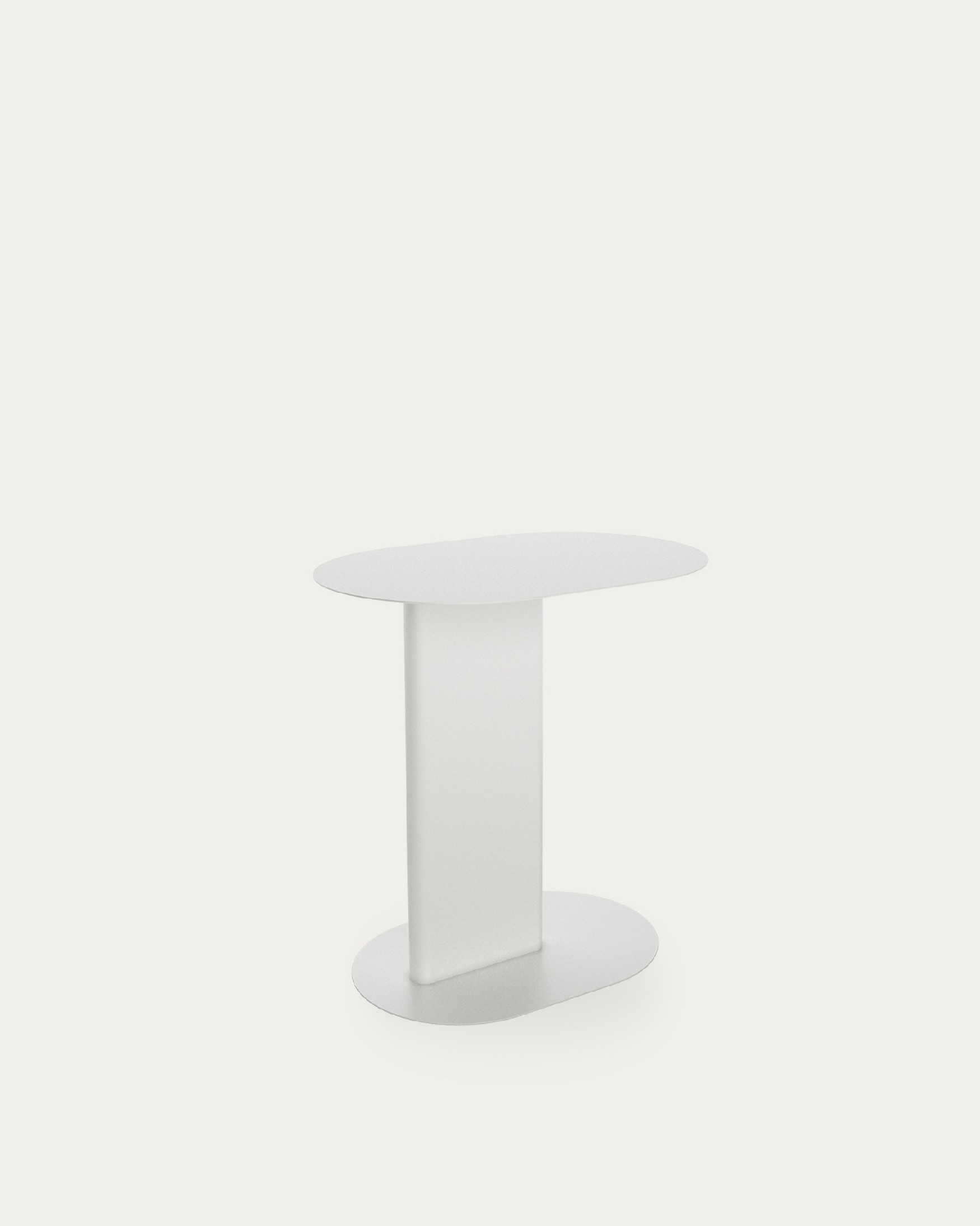 Table d'appoint ovale Thesis en métal laqué blanc