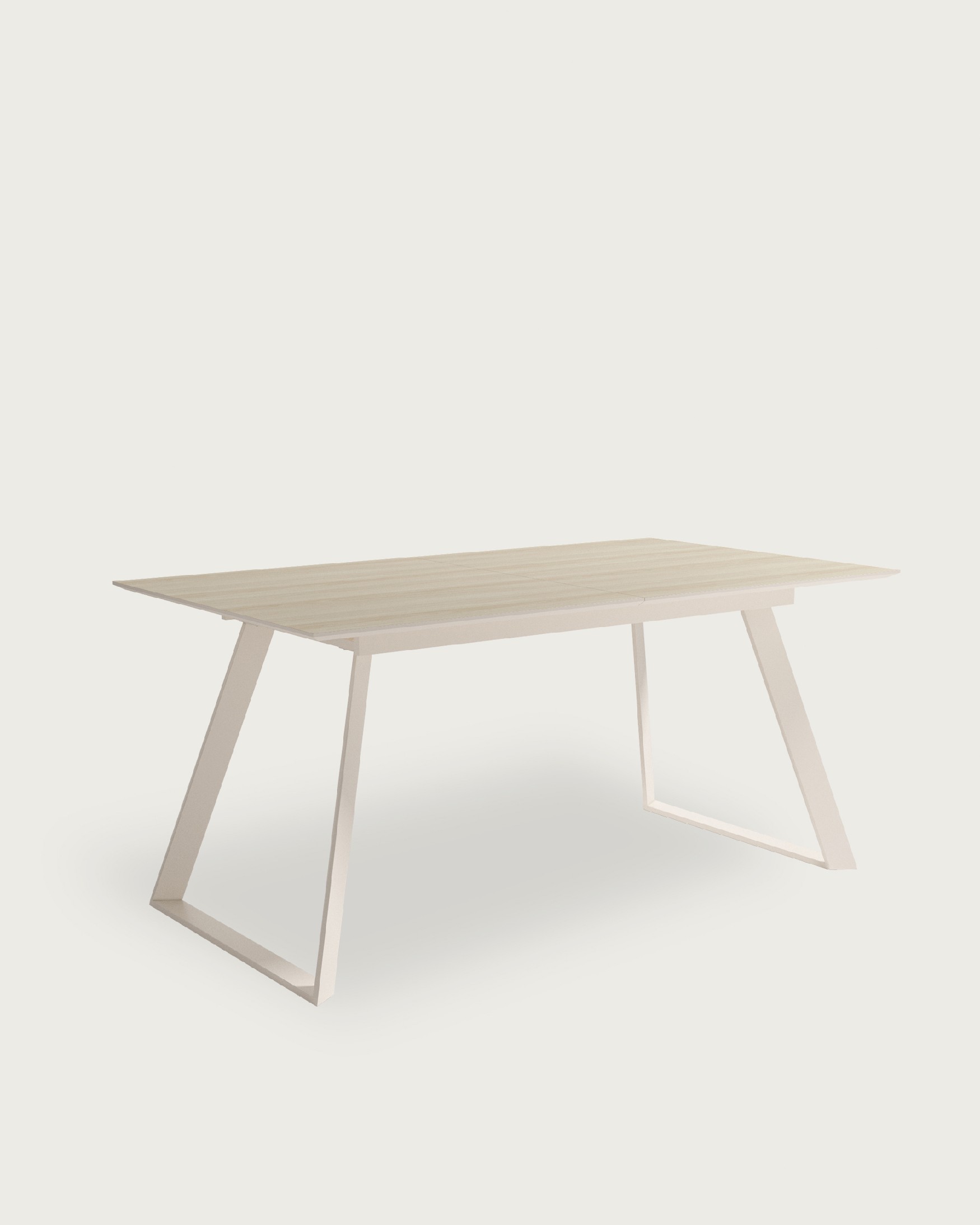 Table extensible Timor avec plateau en mélamine chêne et pied métallique ivoire 140(180) x 90 cm