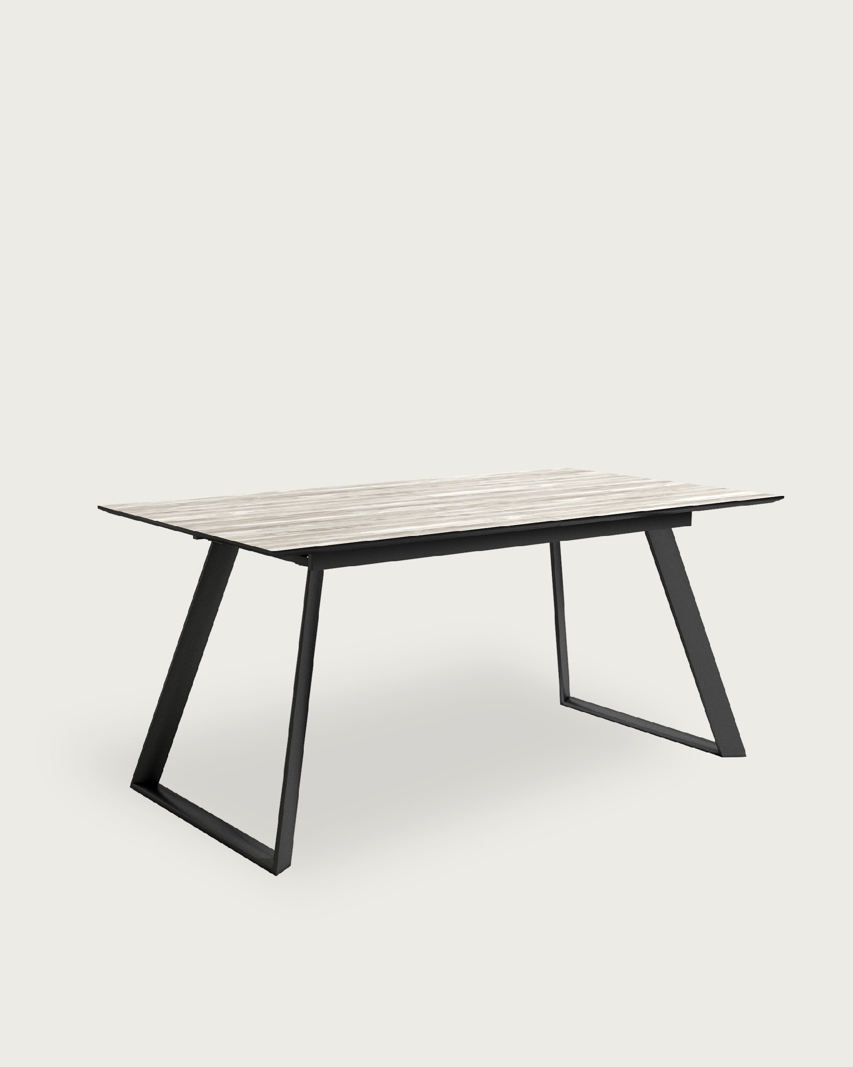 Table extensible Timor avec finition MDF bois artic et pied métallique noir 160/200 x 90 cm