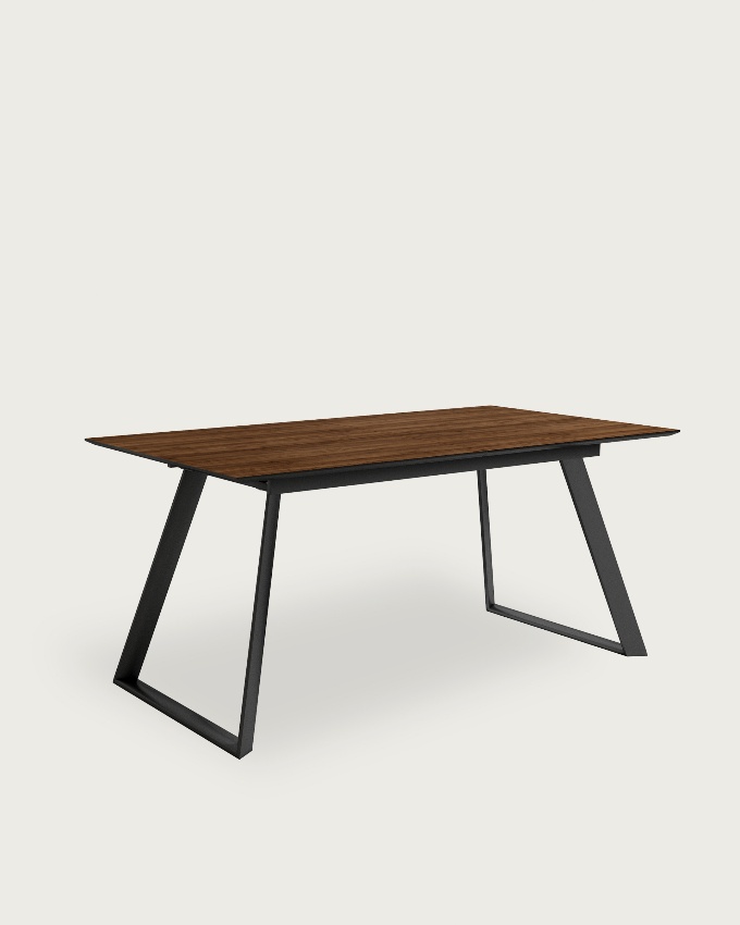Timor expandable table with MDF java wood finish and black metal legs 160/200 x 90 cm