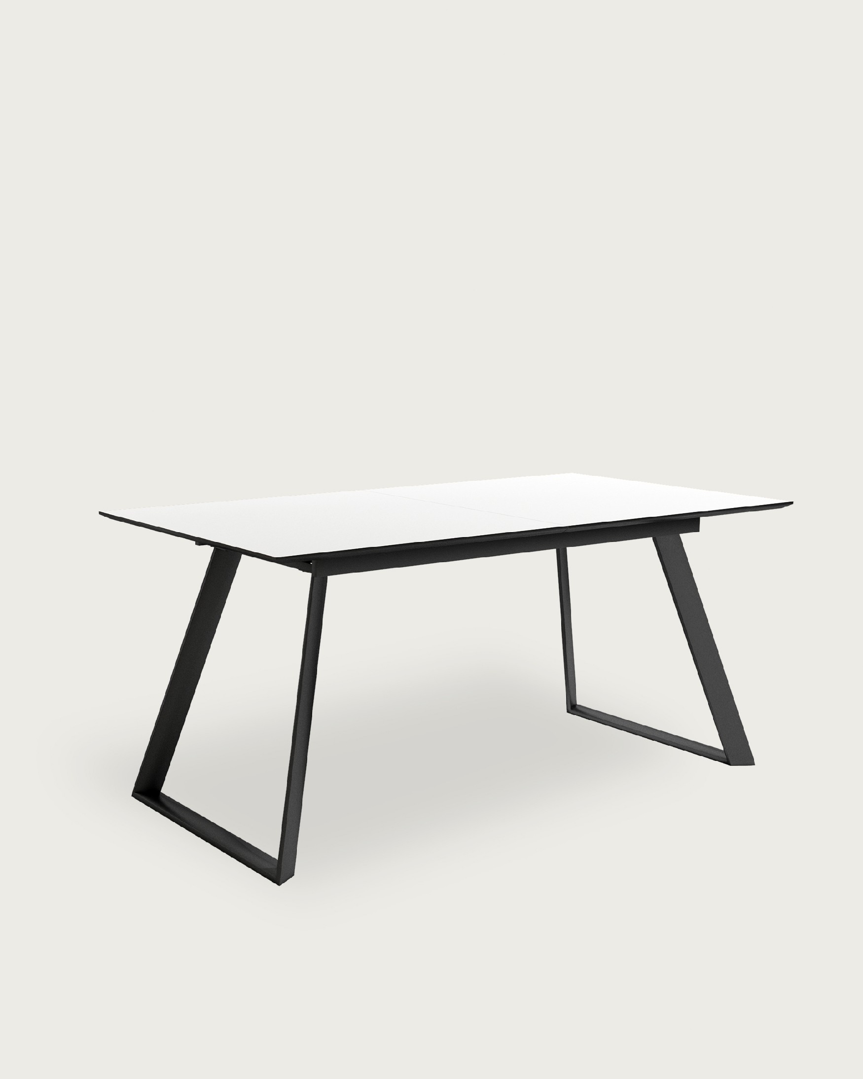 Timor extendable table with MDF soul-white wood finish and black metal leg 140/180 x 90 cm