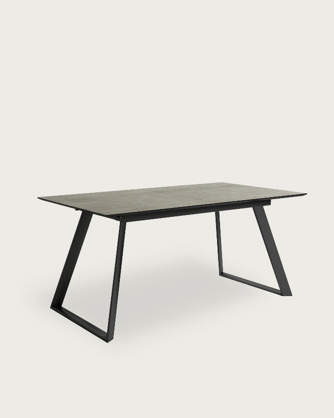 Timor extendable table with MDF porland finish and black metal leg 140/180 x 90 cm