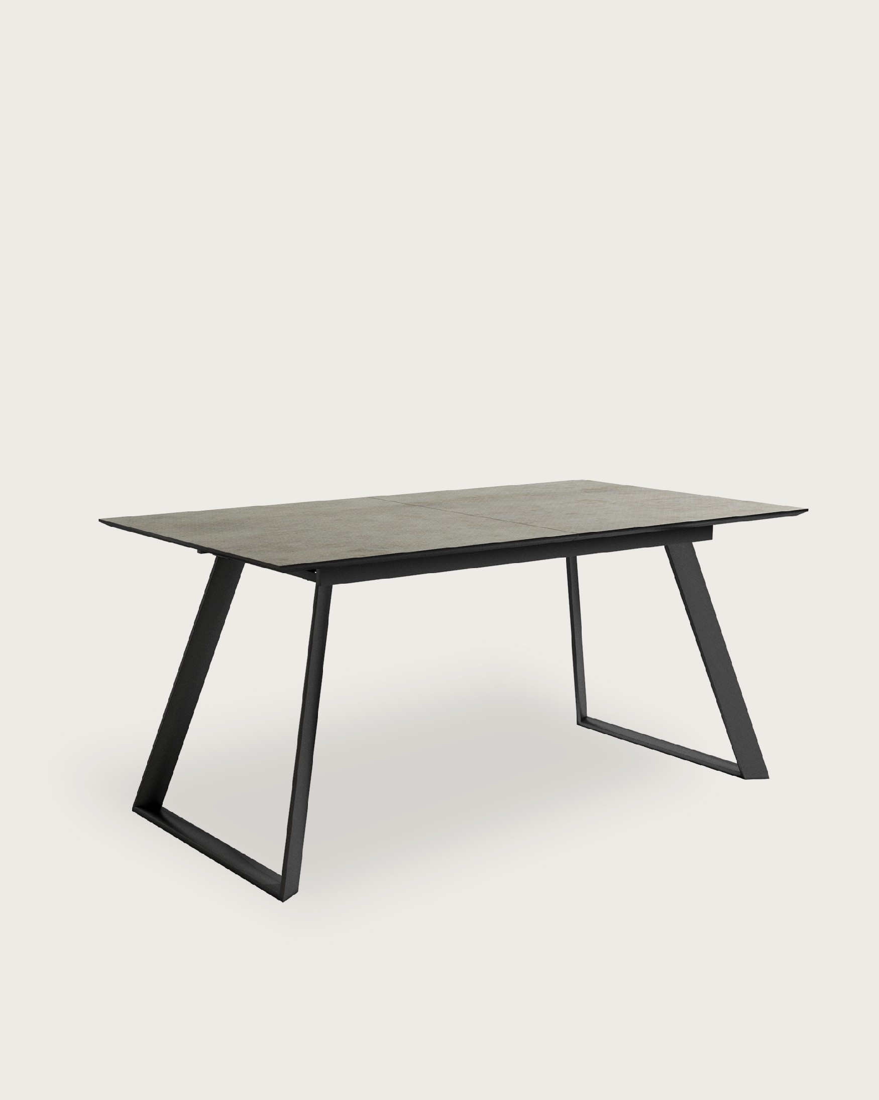 Timor extendable table with MDF porland finish and black metal leg 140/180 x 90 cm