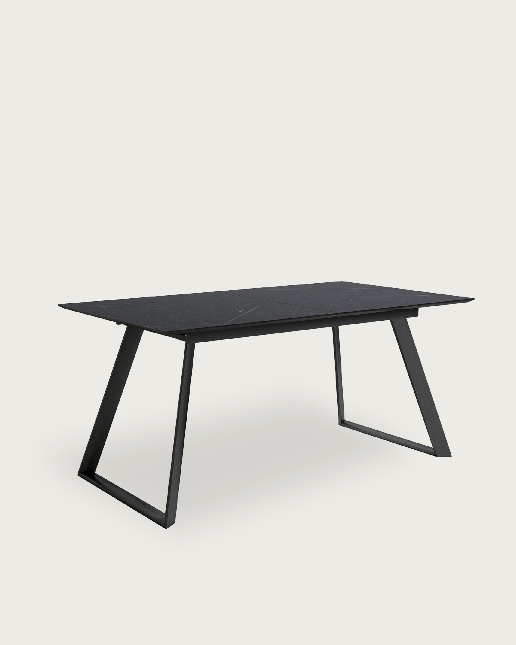 Table extensible Timor avec finition MDF marquina et pied métallique noir 140/180 x 90 cm