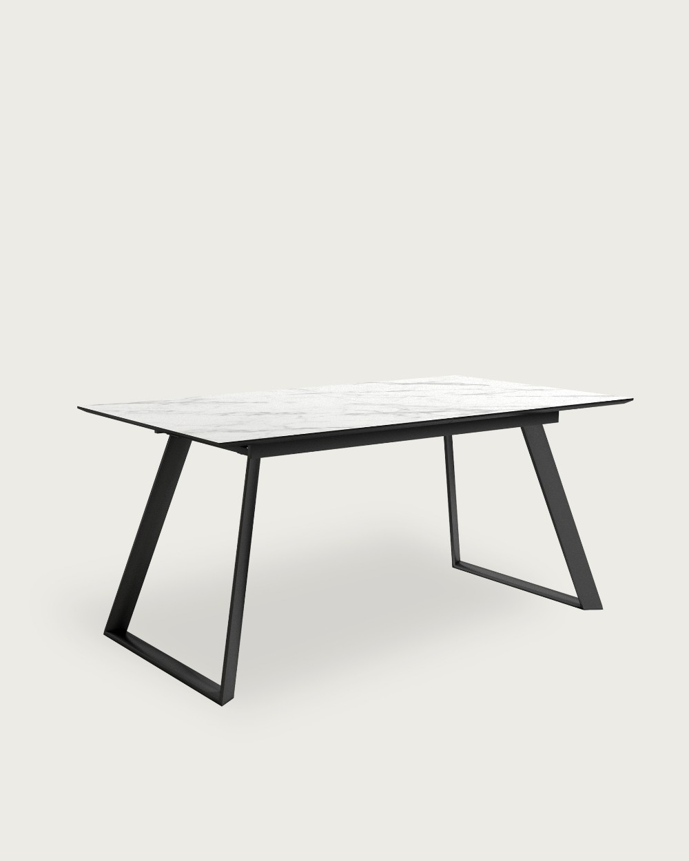 Timor extendable table with MDF Carrara finish and black metal leg 160/200 x 90 cm