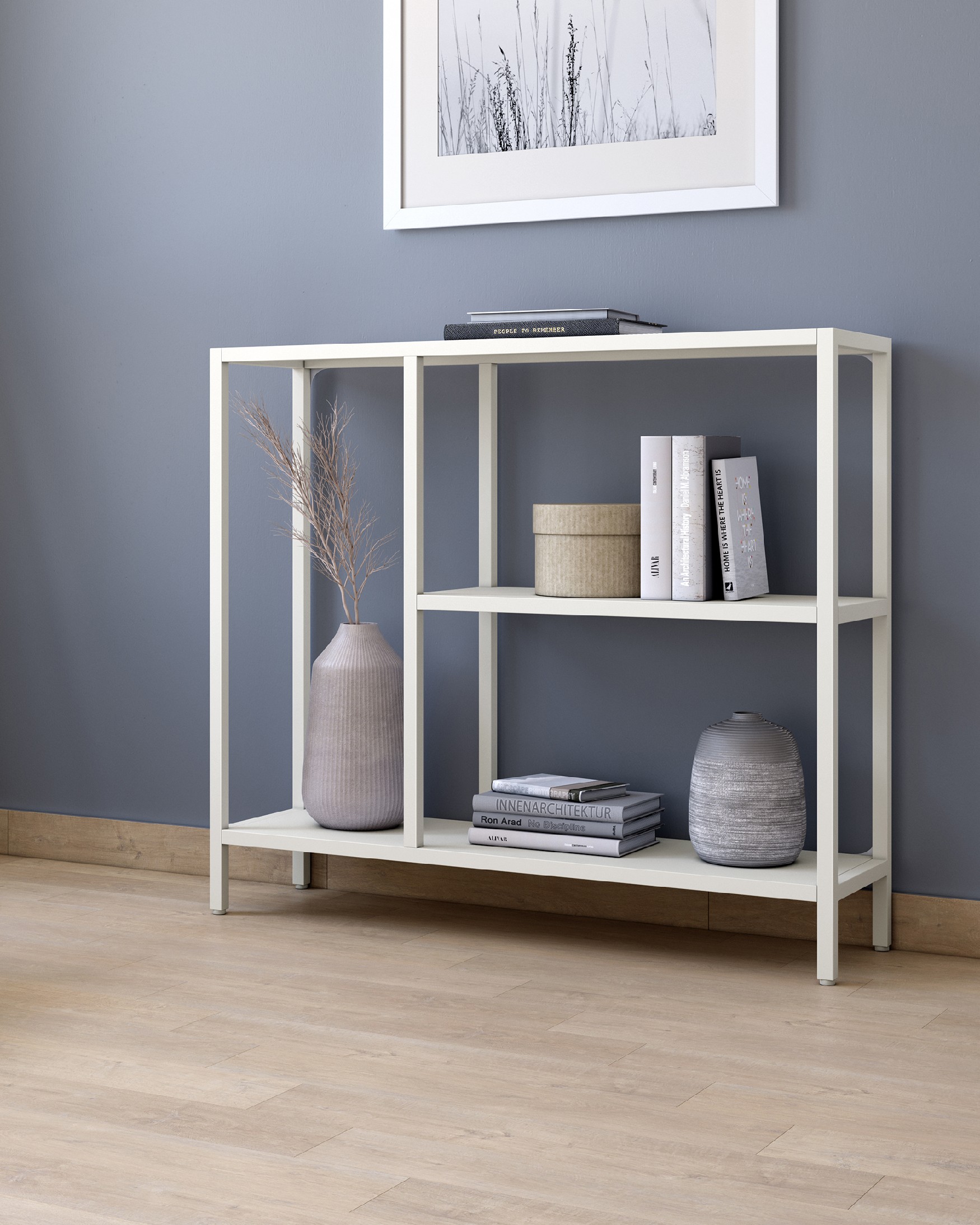 Titania metal sideboard / hallway cabinet lacquered in cream 90 x 80 x 25 cm
