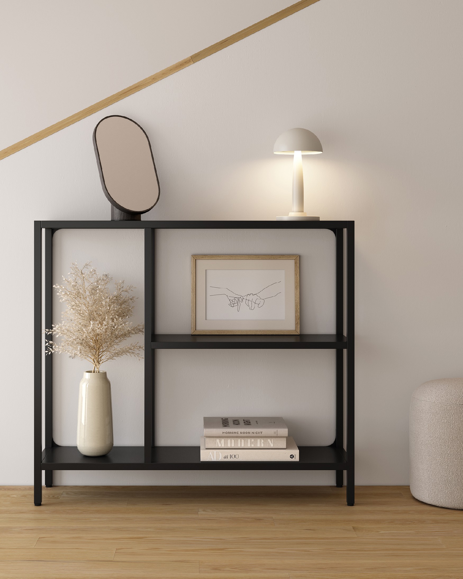 Titania black lacquered metal shelf / hall table 90 x 80 x 25 cm