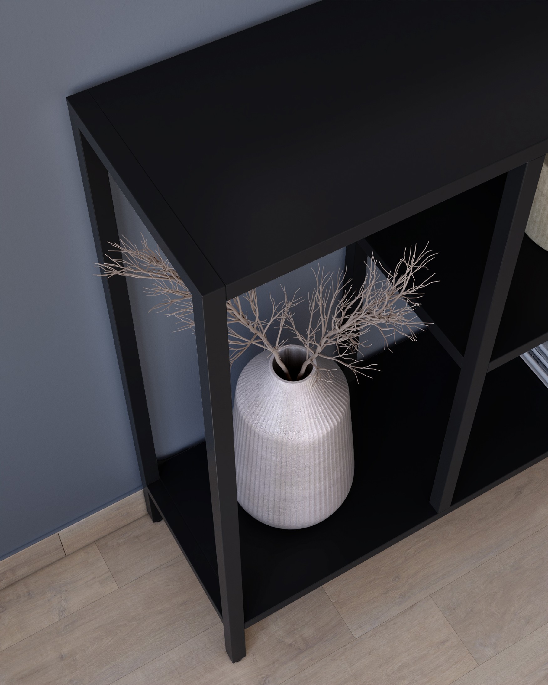 Titania black lacquered metal shelf / hall table 90 x 80 x 25 cm