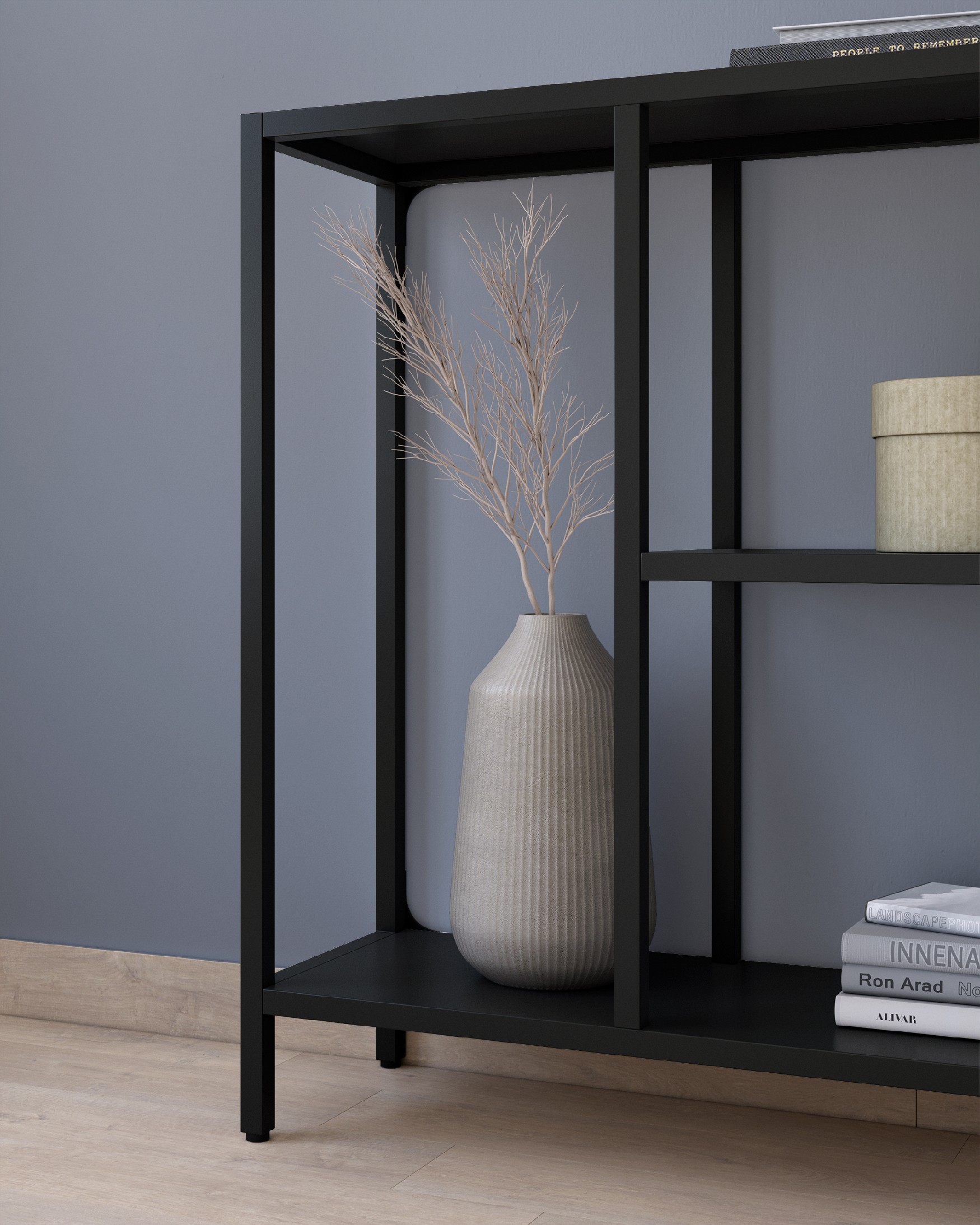 Titania black lacquered metal shelf / hall table 90 x 80 x 25 cm