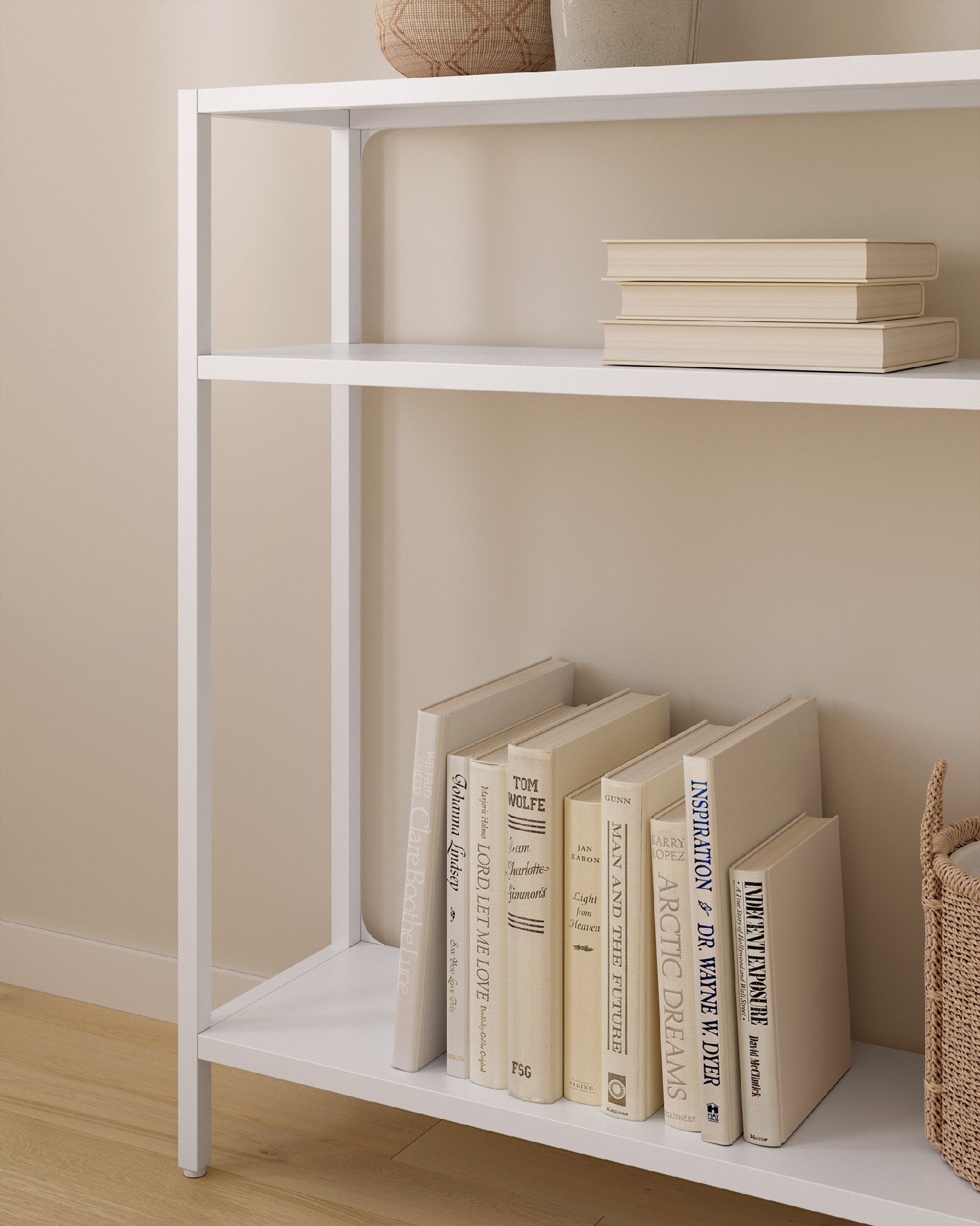Titania cream lacquered metal shelf / hallway unit 110 x 90 x 25 cm
