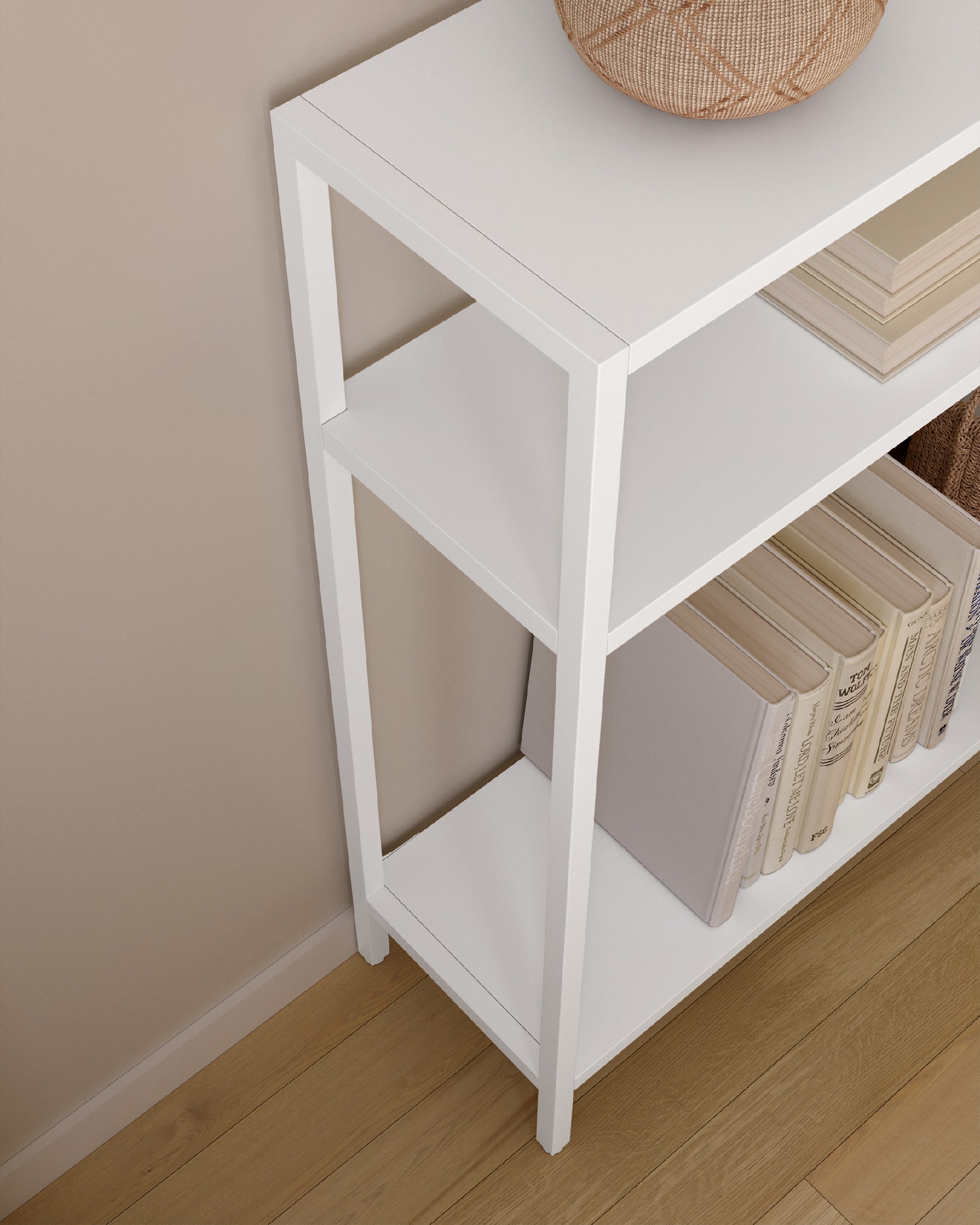 Titania cream lacquered metal shelf / hallway unit 110 x 90 x 25 cm