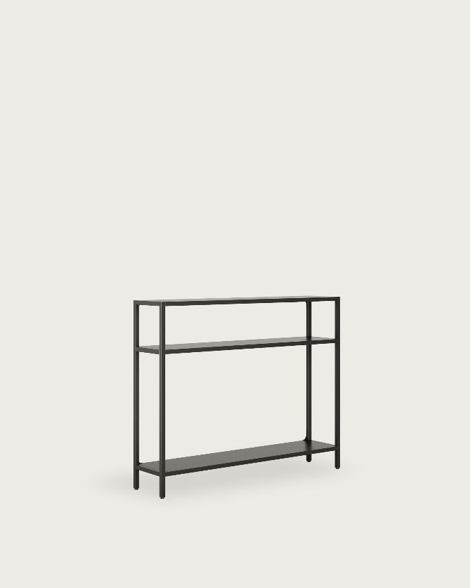 Titania metal shelf / hall stand lacquered in black 110 x 90 x 25 cm