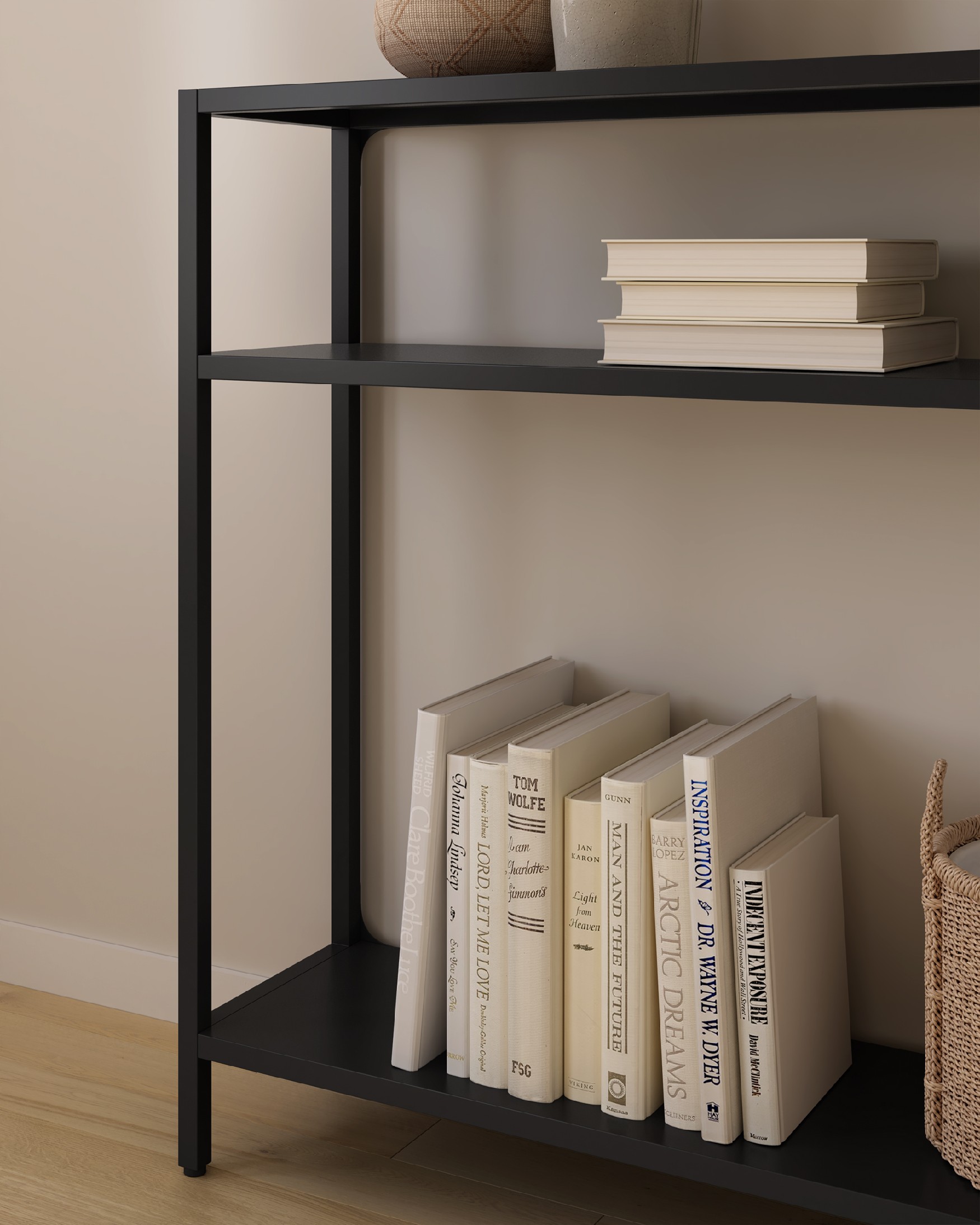 Titania metal shelf / hall stand lacquered in black 110 x 90 x 25 cm