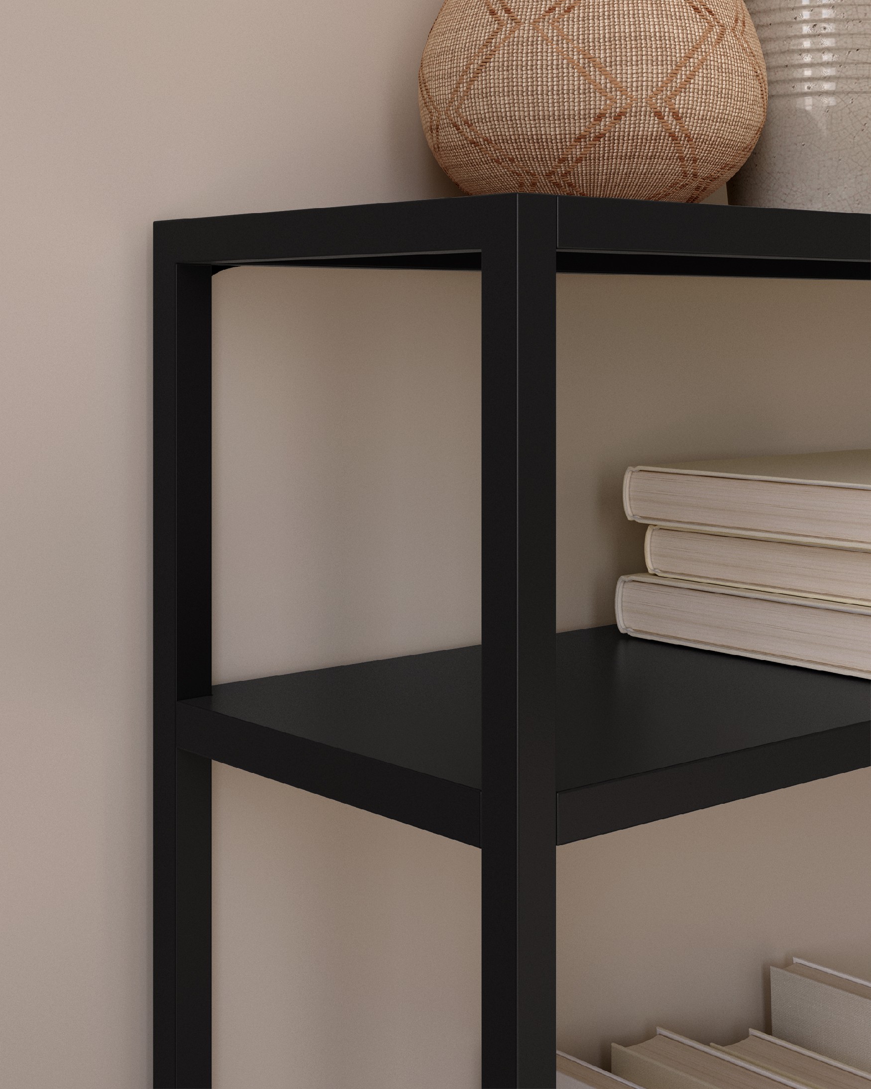 Titania metal shelf / hall stand lacquered in black 110 x 90 x 25 cm