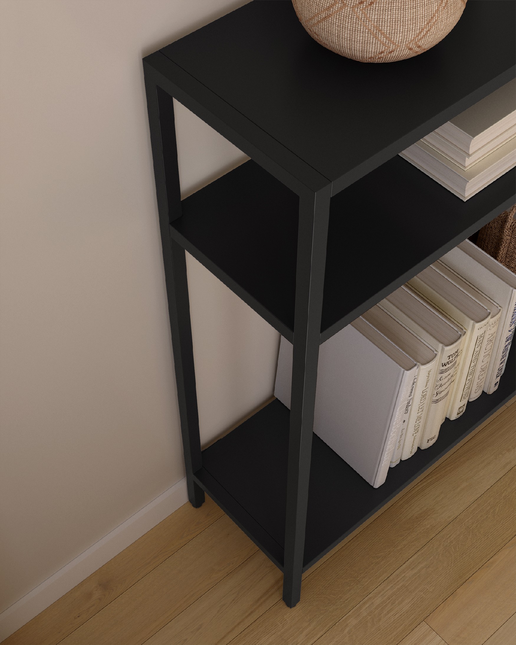 Titania metal shelf / hall stand lacquered in black 110 x 90 x 25 cm