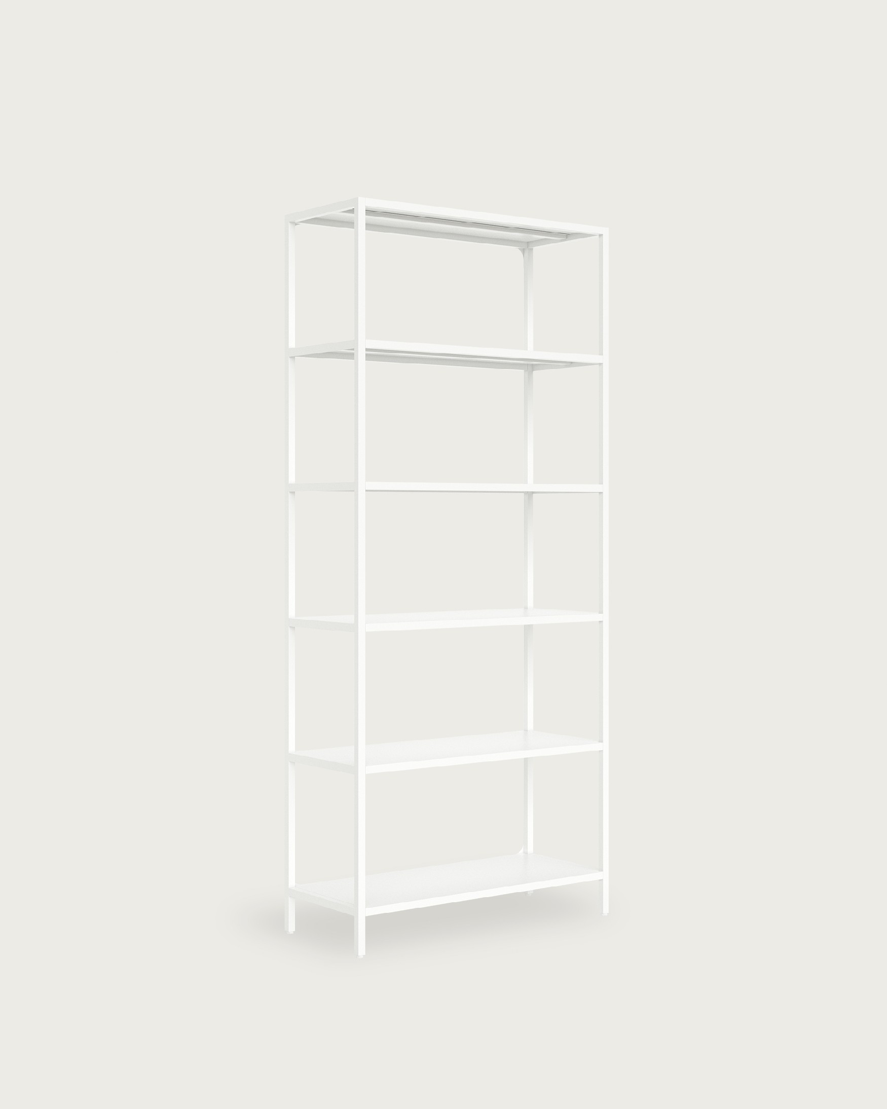 Titania metal shelving lacquered in cream 80 x 185 x 35 cm