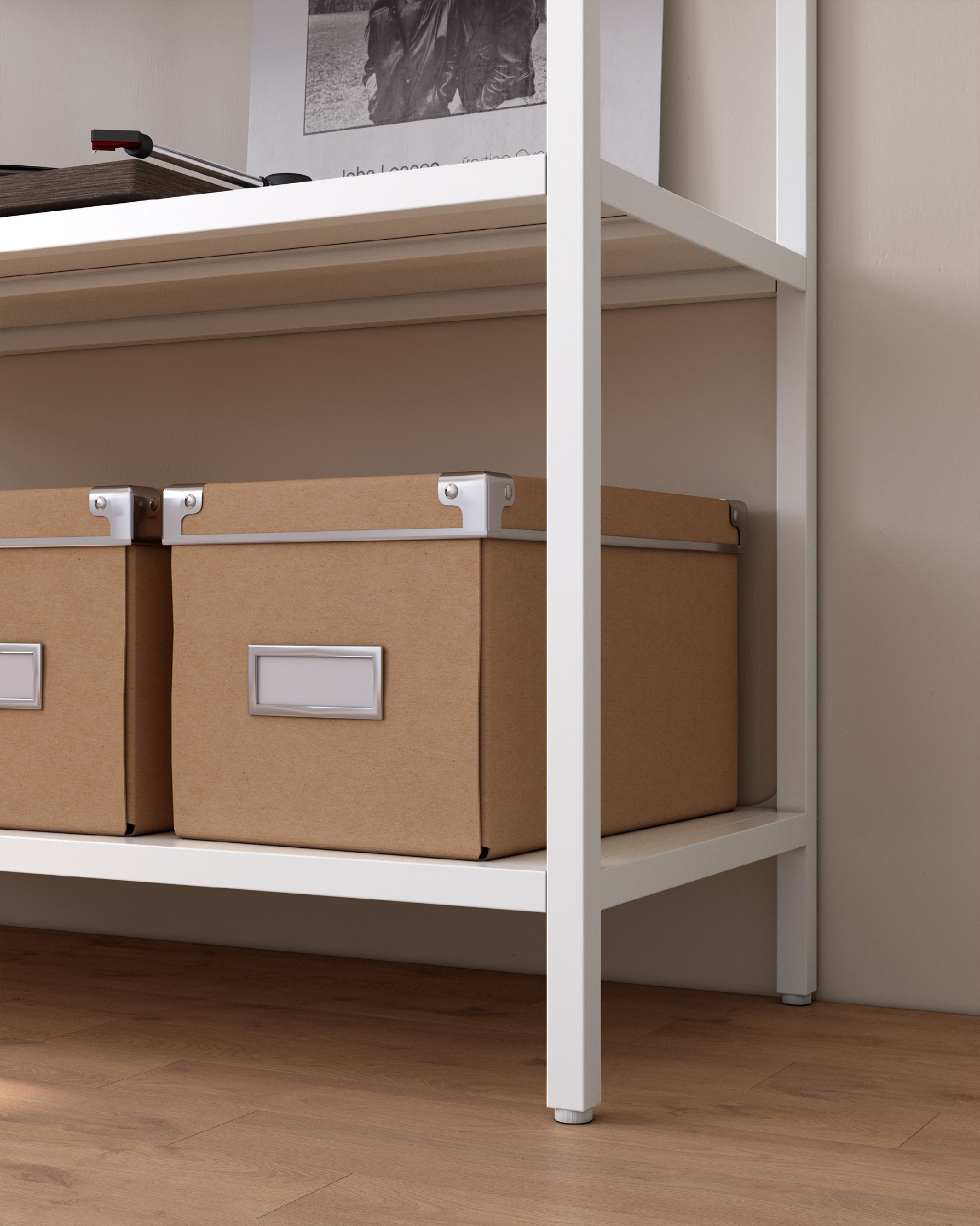 Titania metal shelving lacquered in cream 80 x 185 x 35 cm