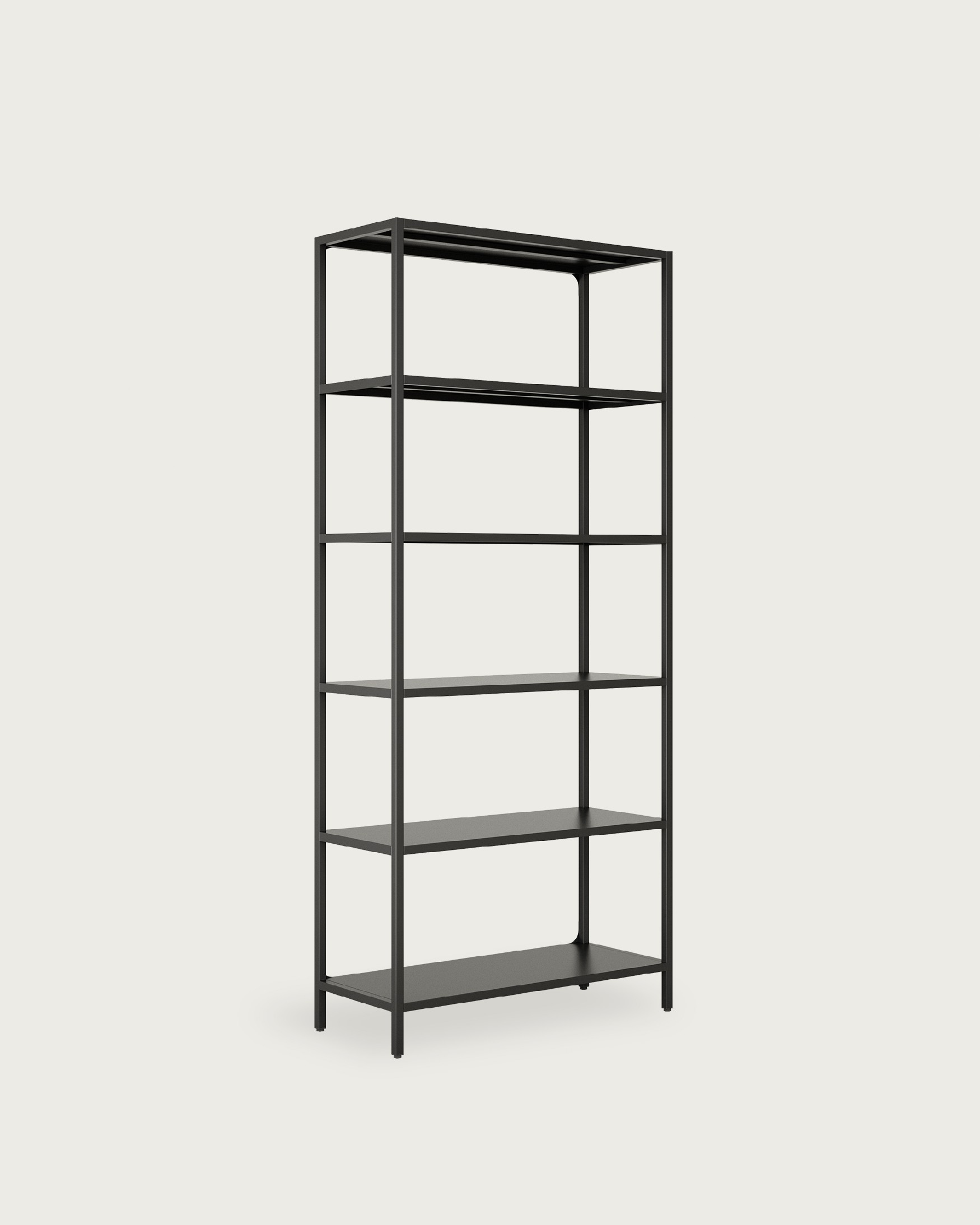 Titania metal shelf finished in black 80 x 185 x 35 cm