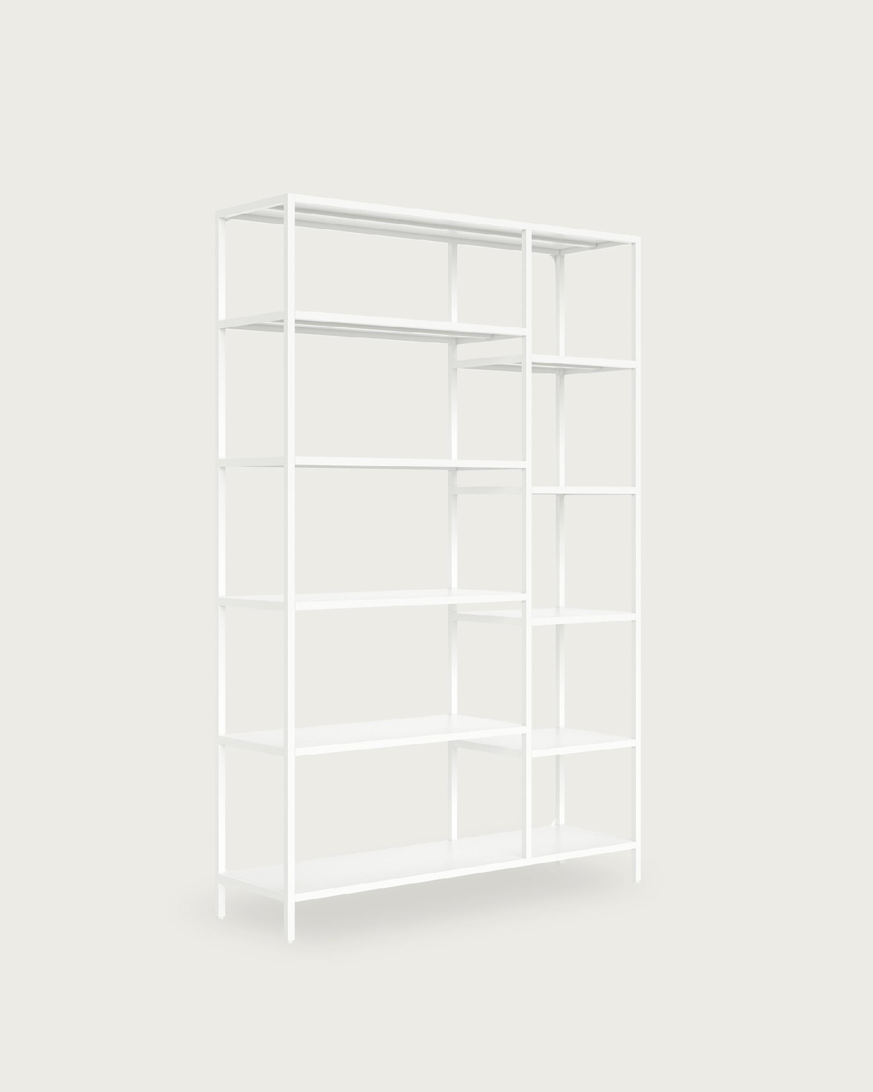 Titania metal shelving lacquered in cream 120 x 185 x 35 cm