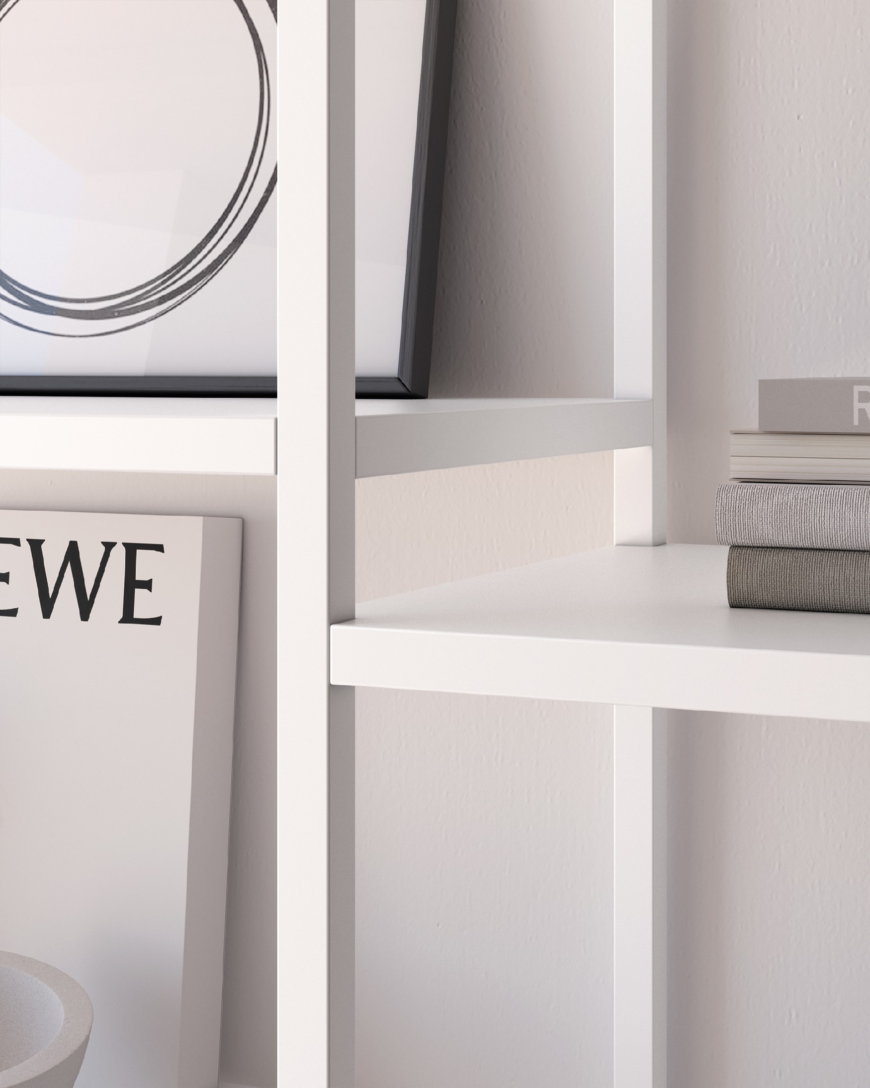 Titania metal shelving lacquered in cream 120 x 185 x 35 cm