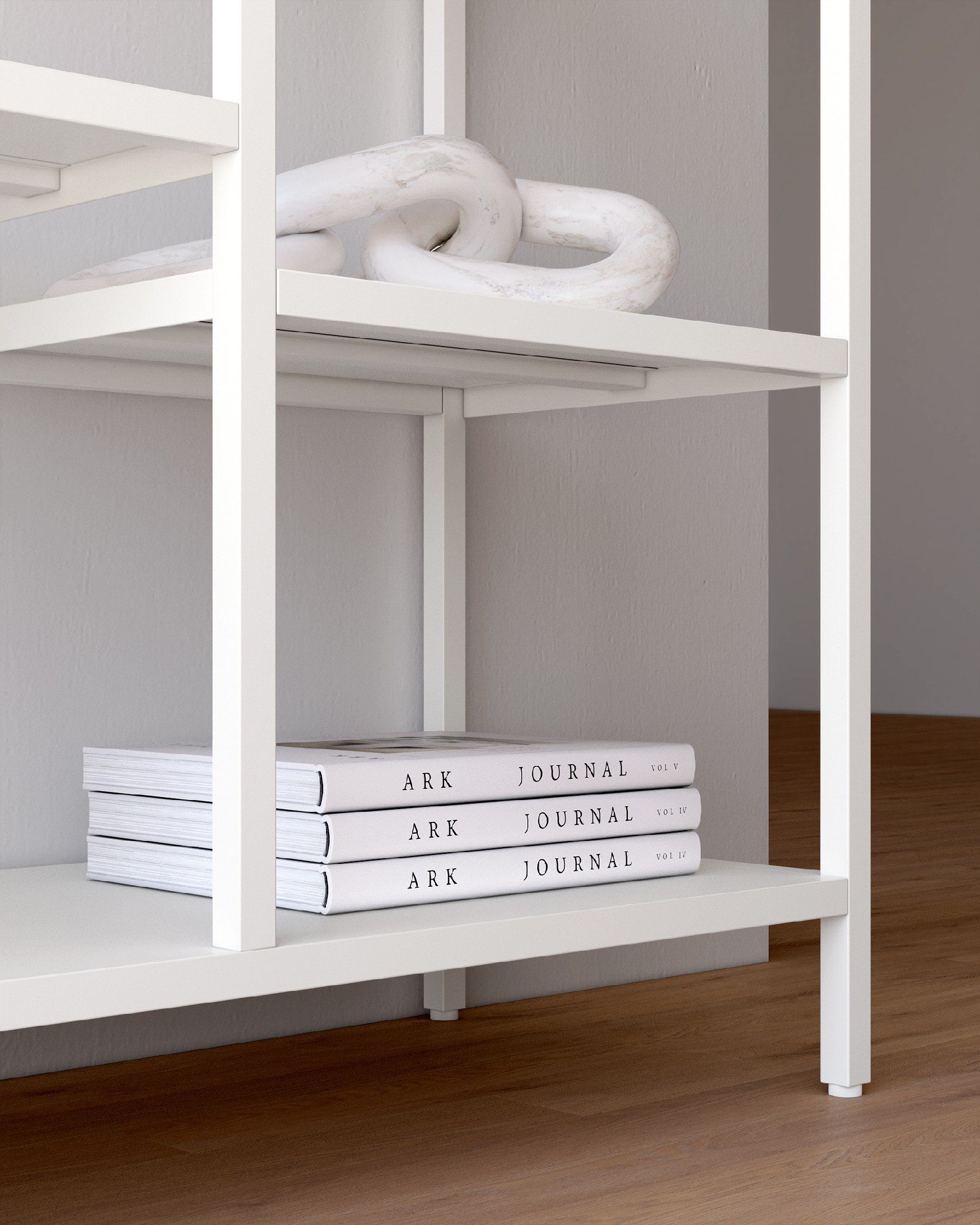 Titania metal shelving lacquered in cream 120 x 185 x 35 cm