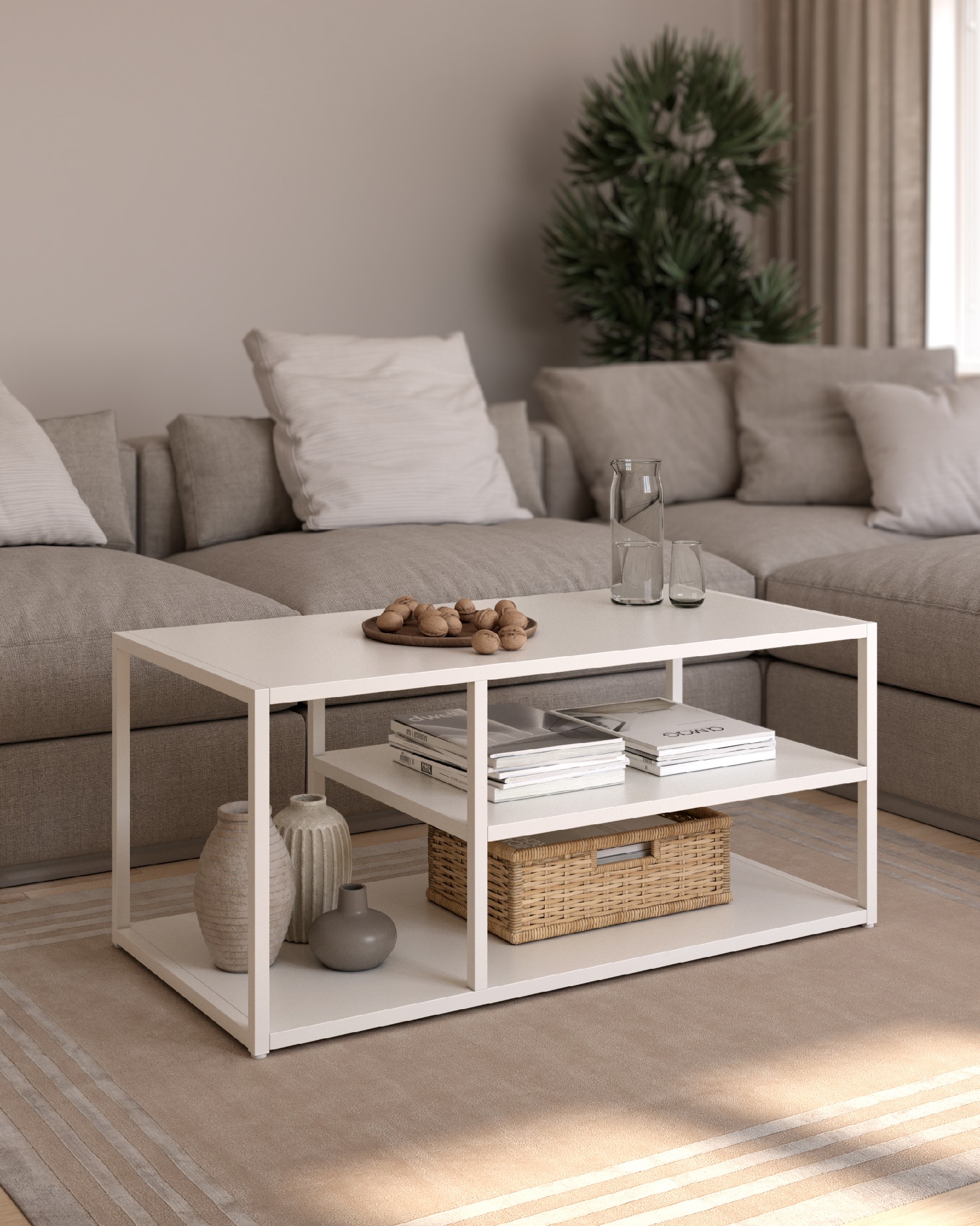 Mesa auxiliar Titania lacada crema 100 x 45 cm