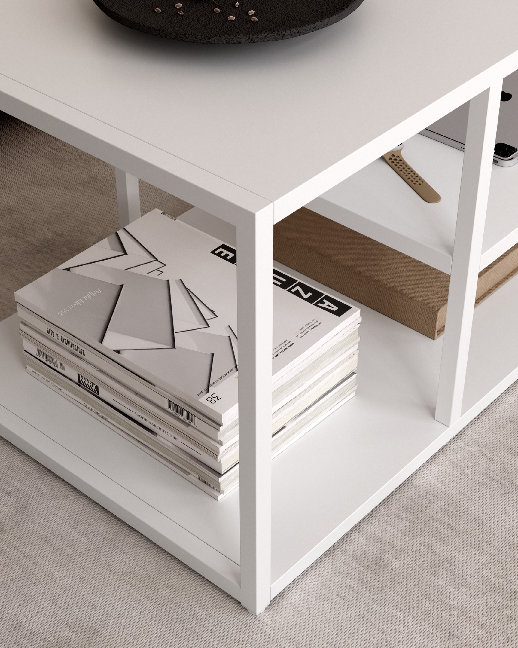 Mesa auxiliar Titania lacada crema 100 x 45 cm