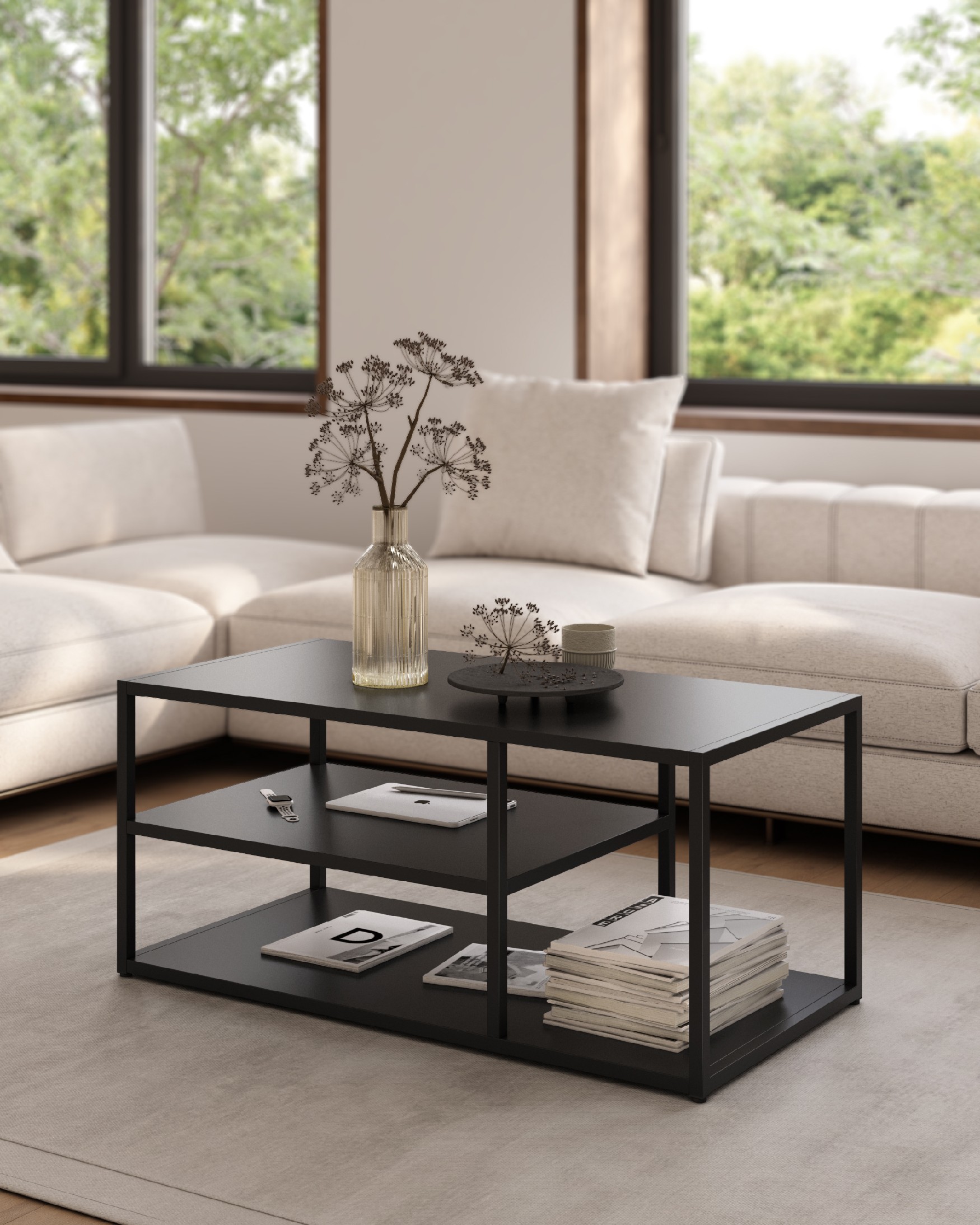 Mesa auxiliar Titania lacada negra 100 x 45 cm