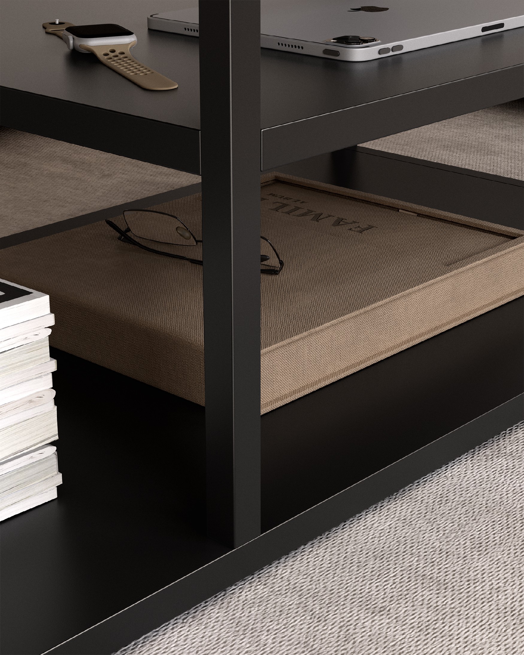 Mesa auxiliar Titania lacada negra 100 x 45 cm