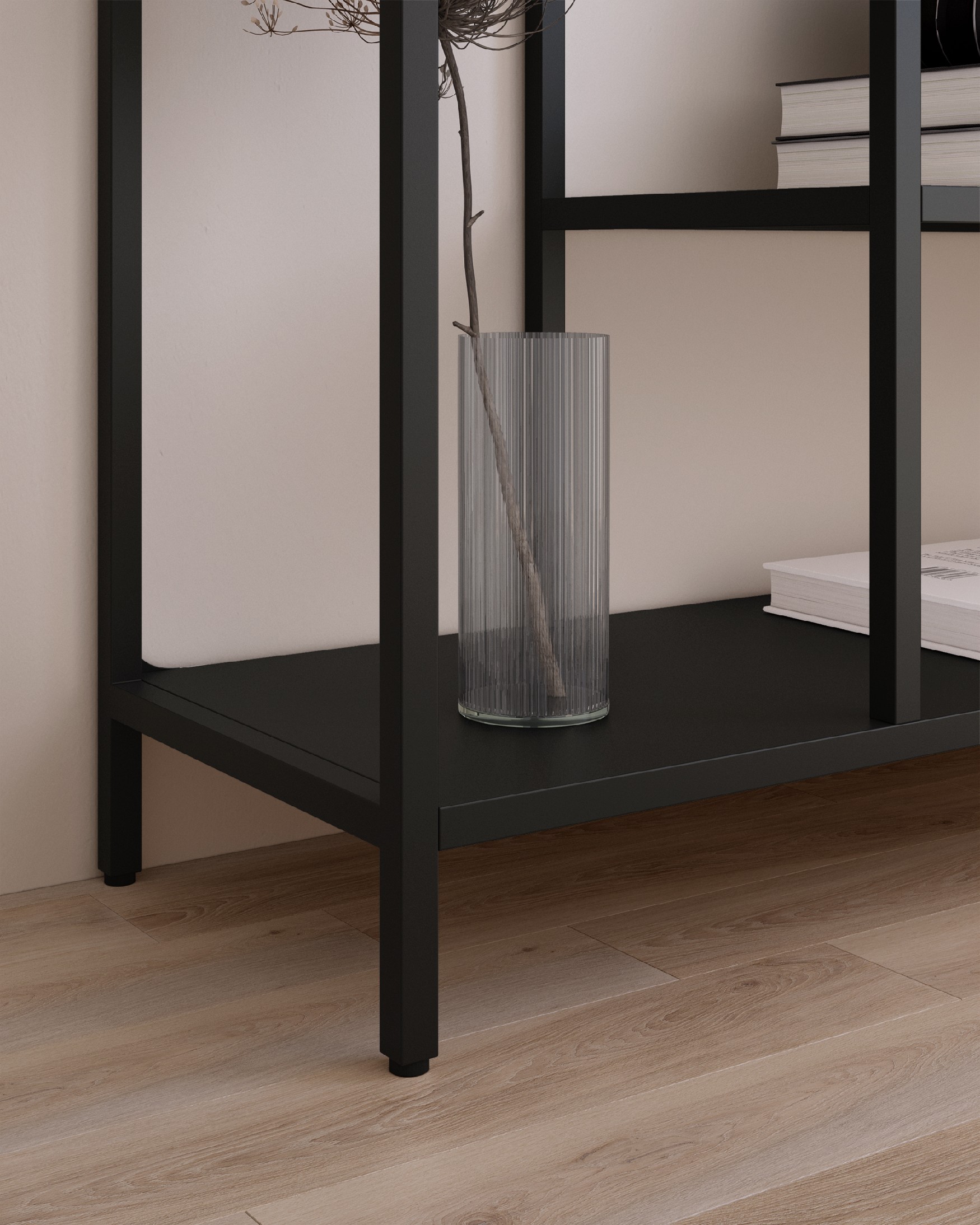 Titania metal shelf / hallway lacquered in black 90 x 100 x 35 cm